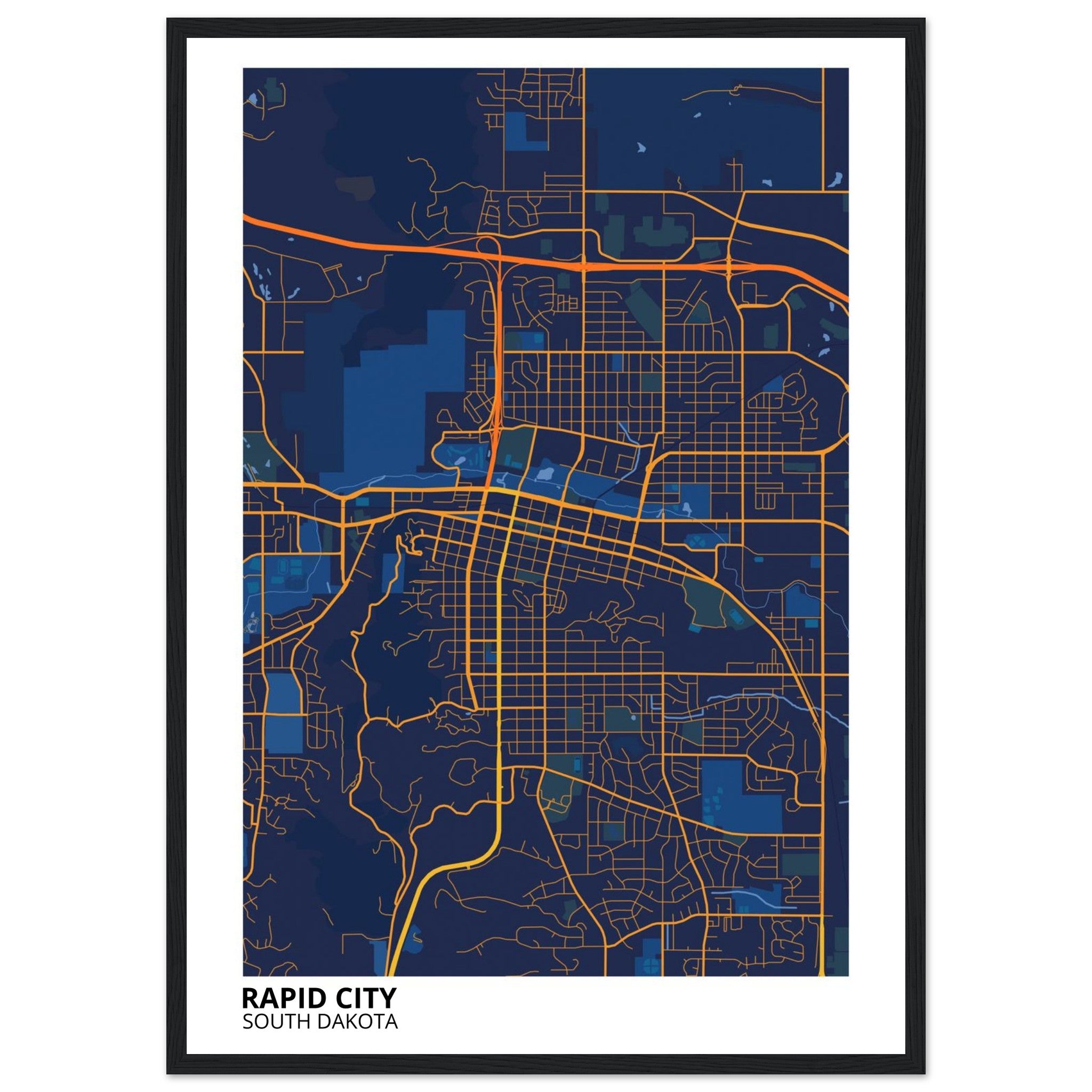 Rapid City South Dakota City Map Poster | Custom Map Art Print - Ink And Atlas