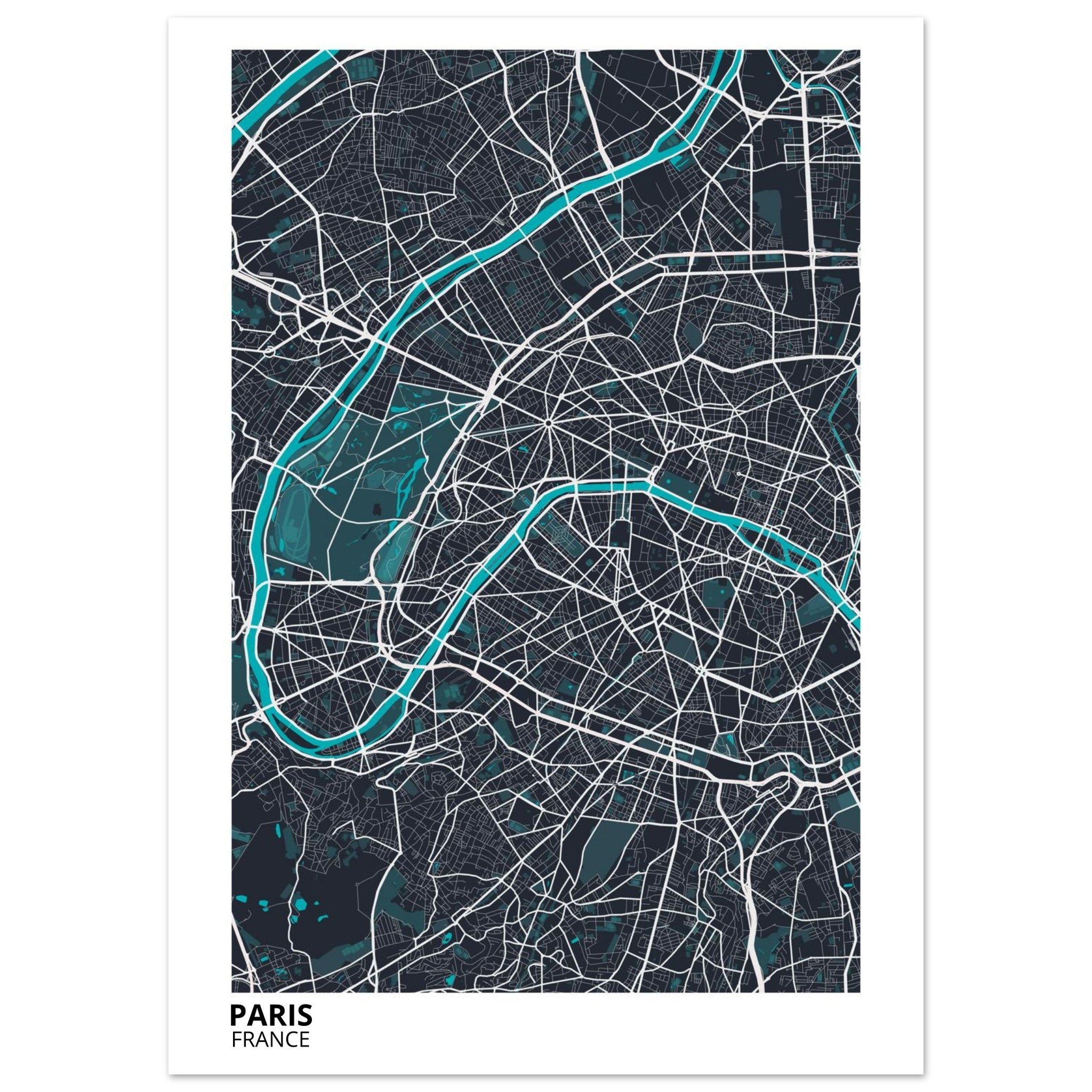 Paris France City Map Poster | Custom Map Art Print - Ink And Atlas