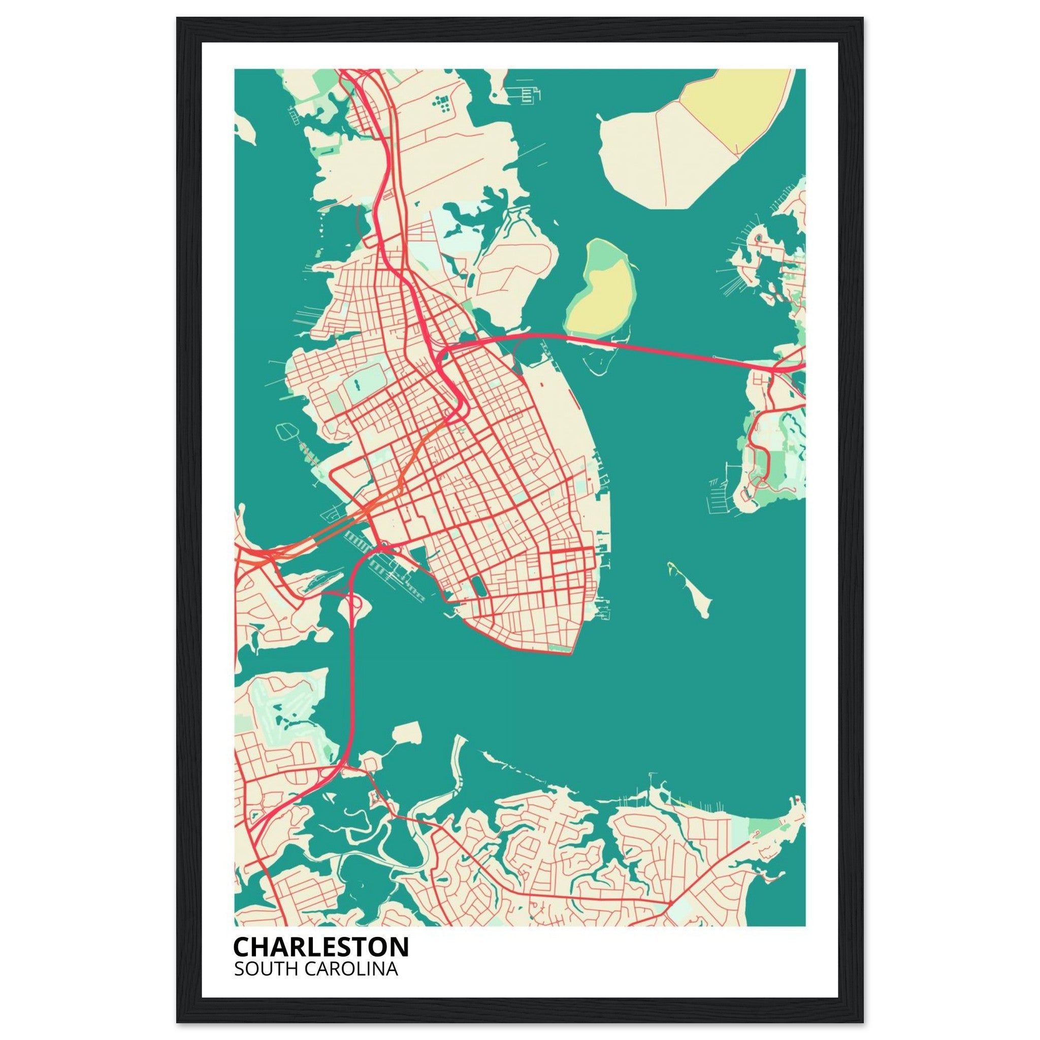 charleston map poster print