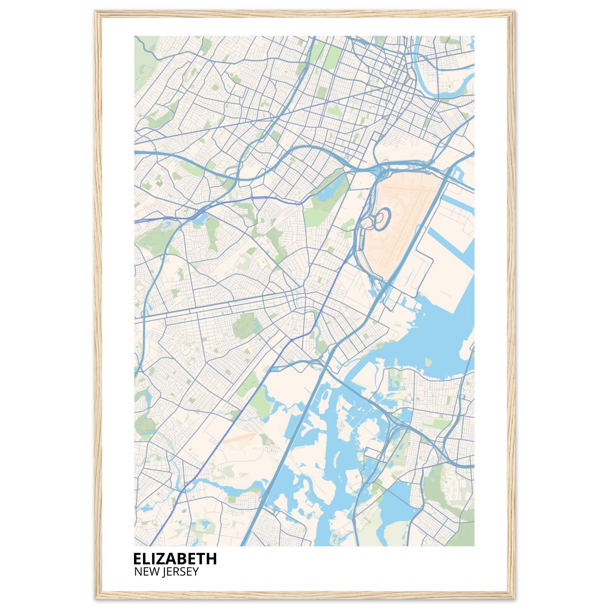 Elizabeth New Jersey City Map Poster | Custom Map Art Print - Ink And Atlas