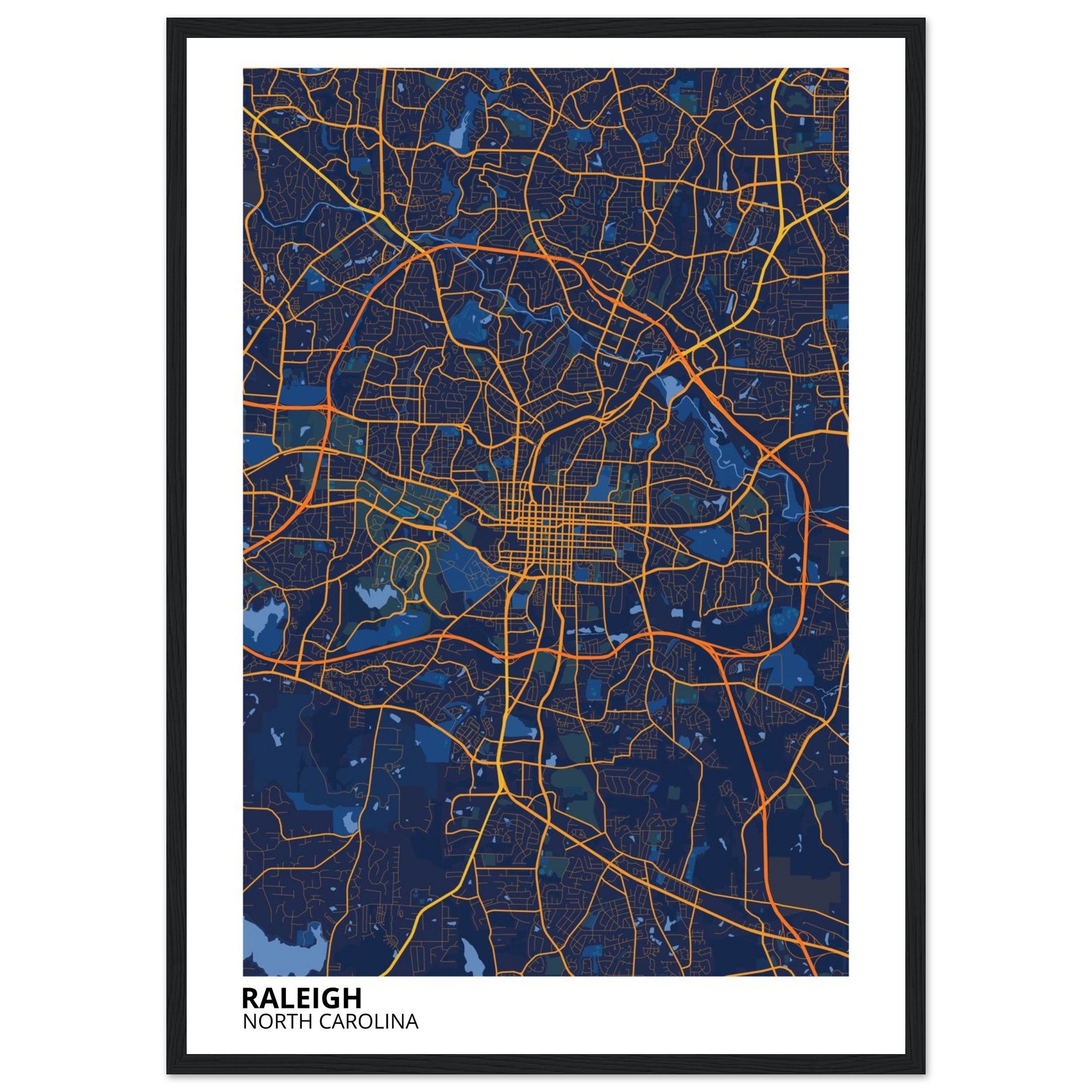 raleigh map poster print
