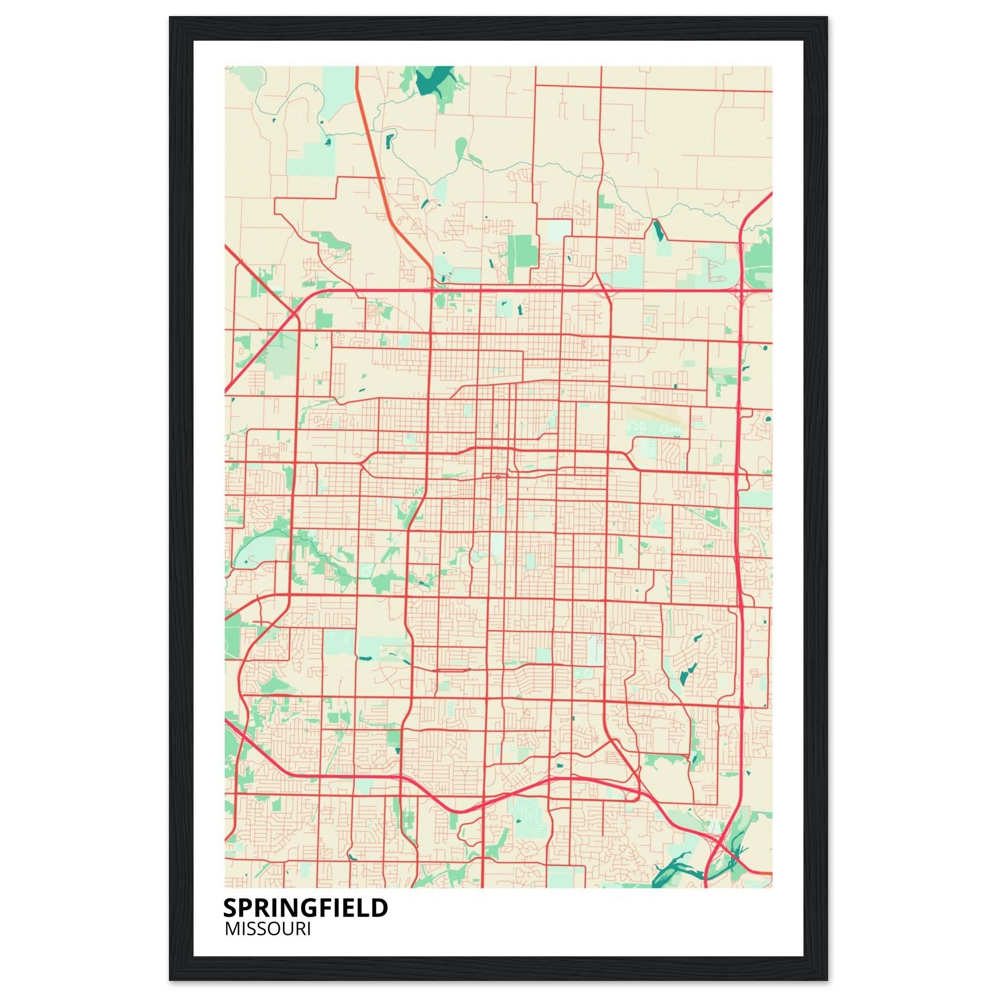 Springfield Missouri City Map Poster | Custom Map Art Print - Ink And Atlas