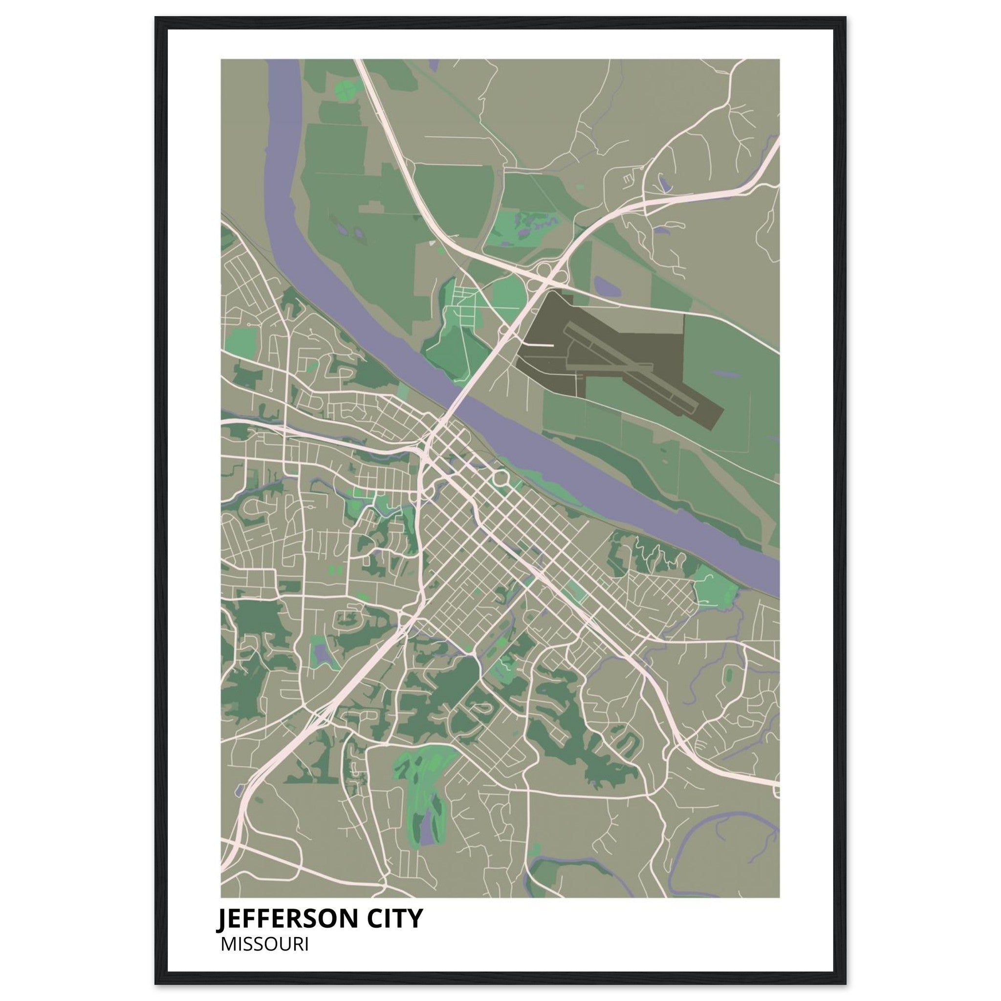 jefferson city map poster print