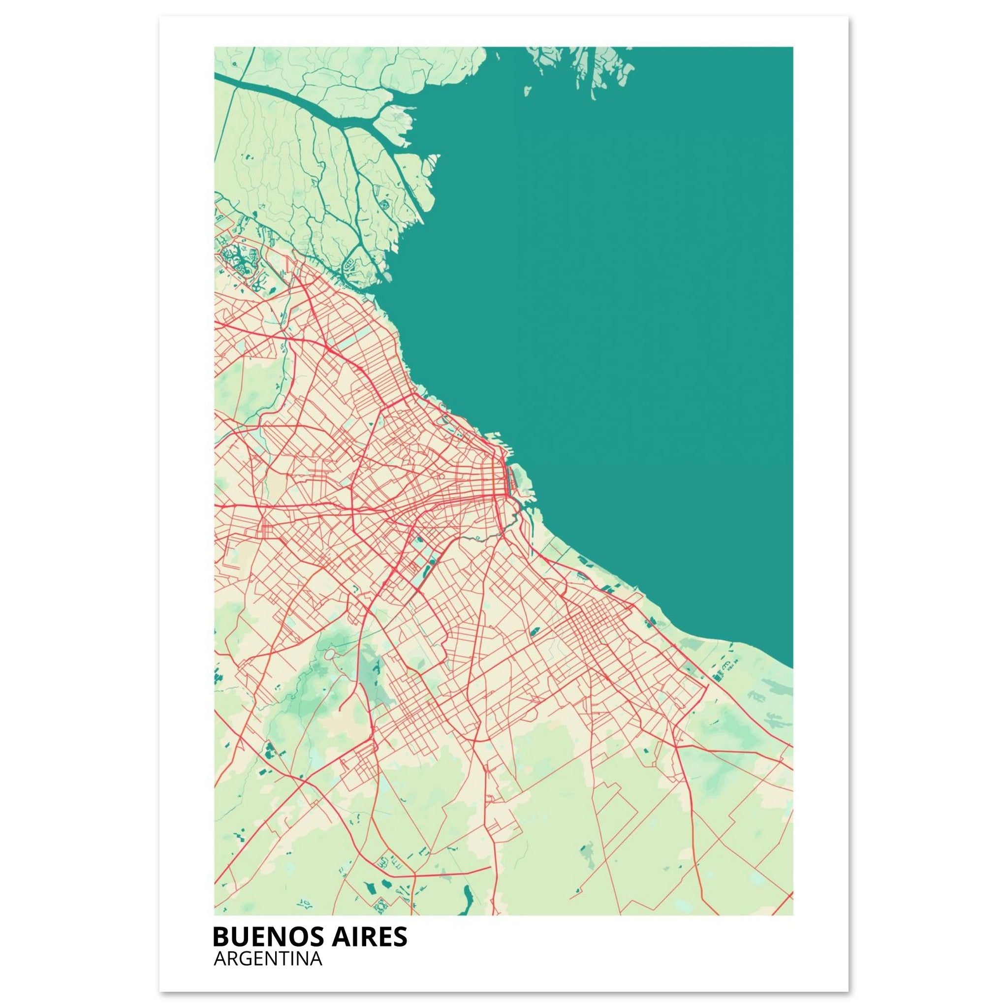 buenos aires argentina map poster print