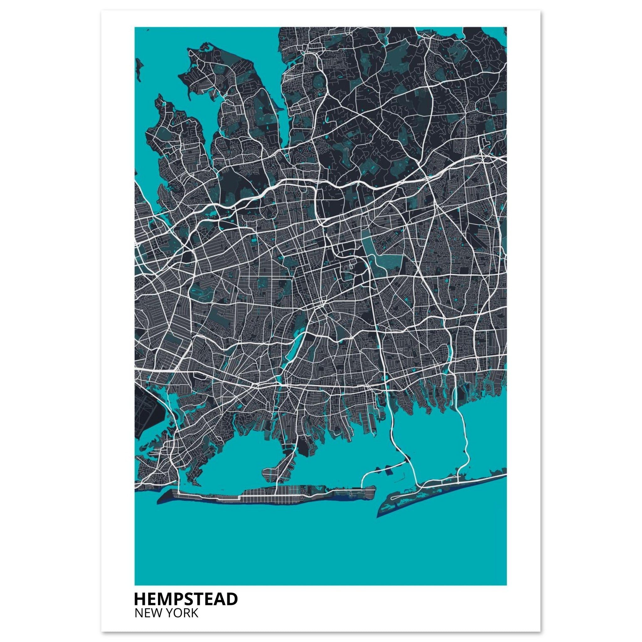 hempstead map poster print