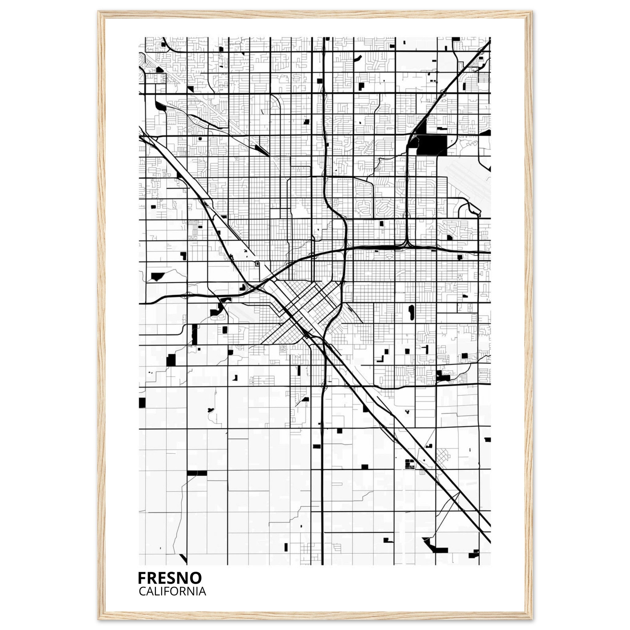 fresno map poster print