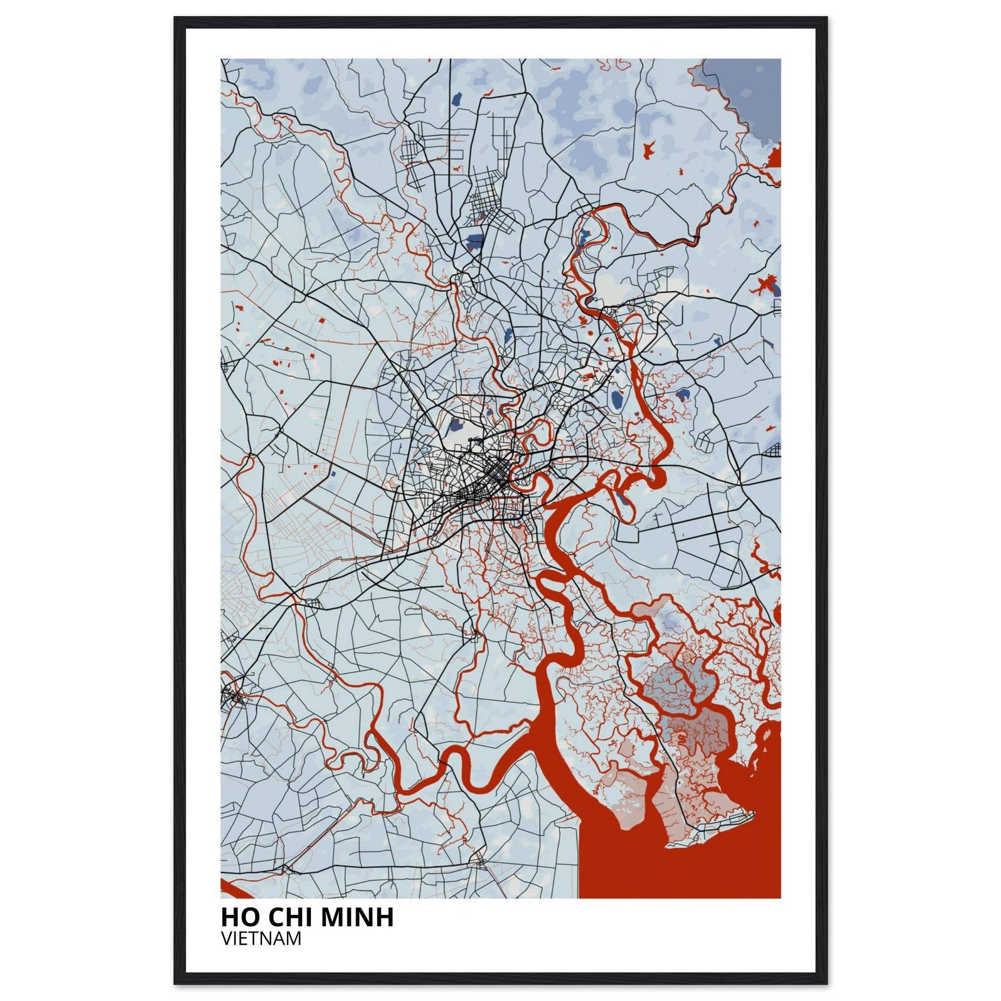 ho chi minh vietnam map poster print
