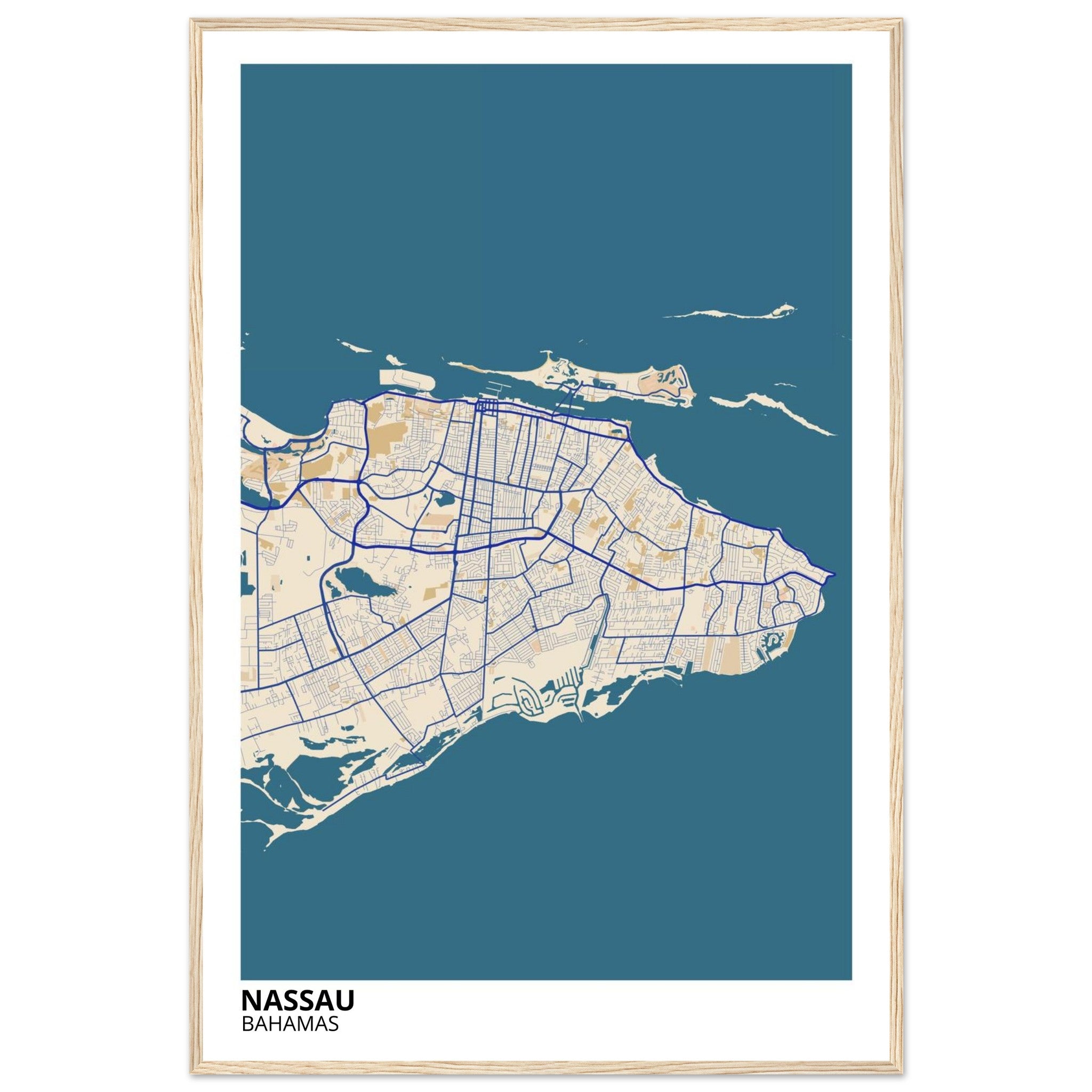 Nassau Bahamas City Map Poster | Custom Map Art Print - Ink And Atlas