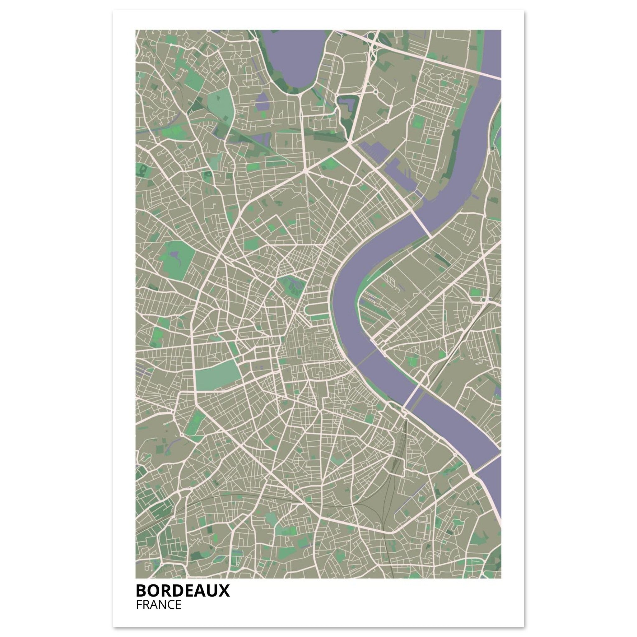 Bordeaux France City Map Poster | Custom Map Art Print - Ink And Atlas