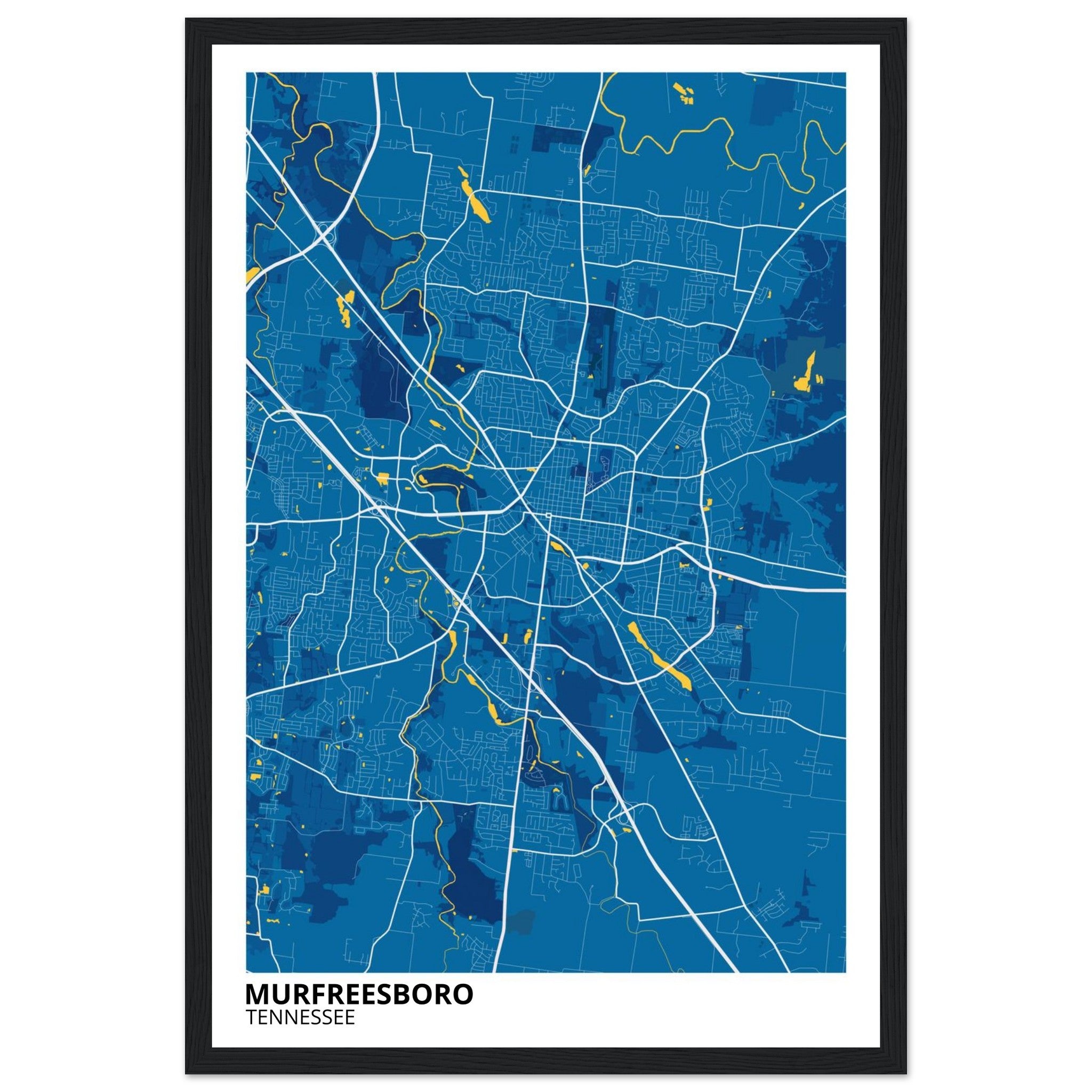 murfreesboro tennessee modern city map print