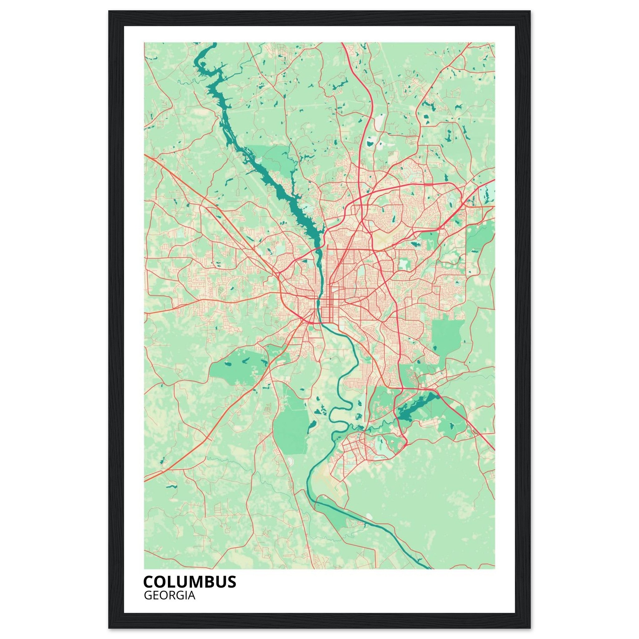 Columbus Georgia City Map Poster | Custom Map Art Print - Ink And Atlas