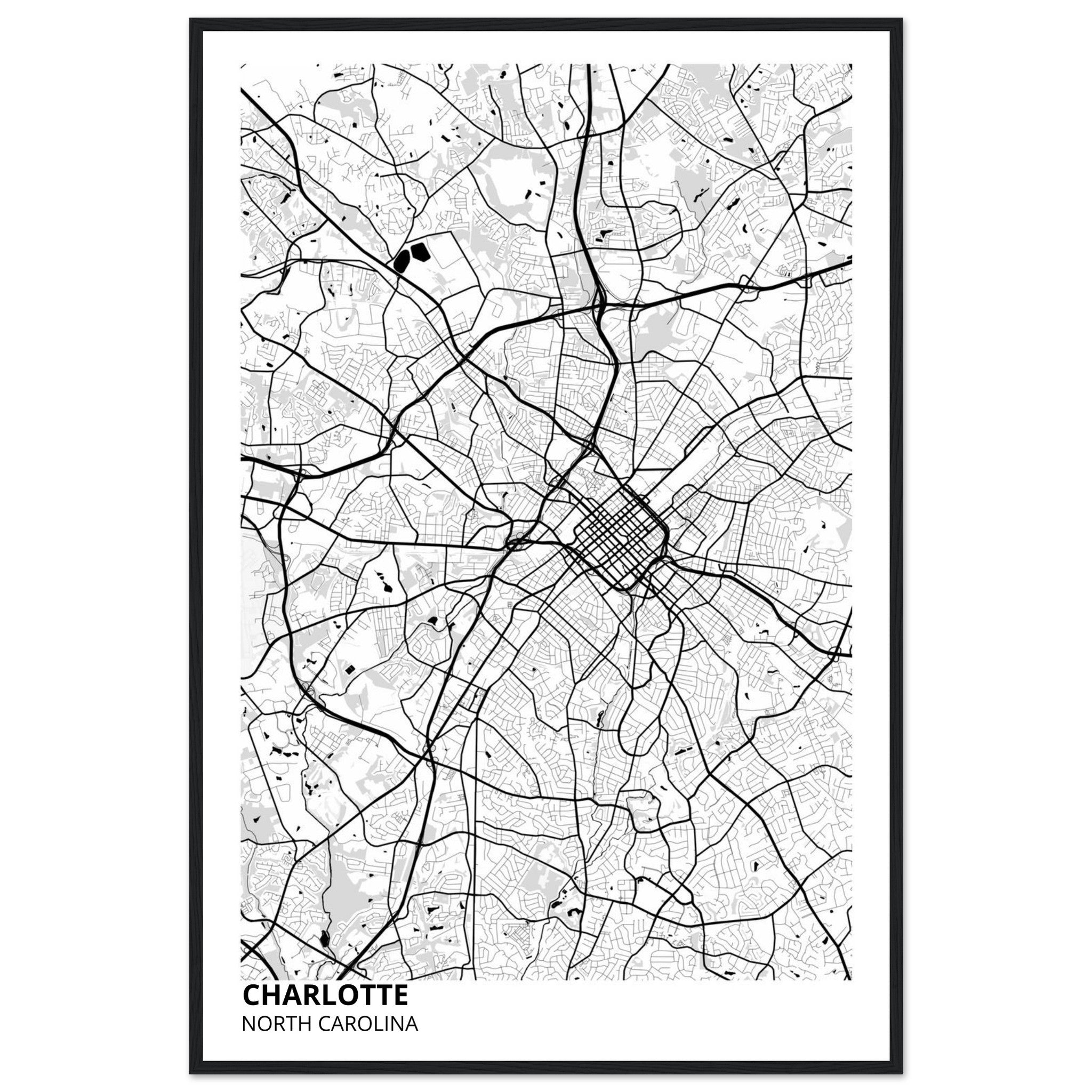 charlotte map poster print