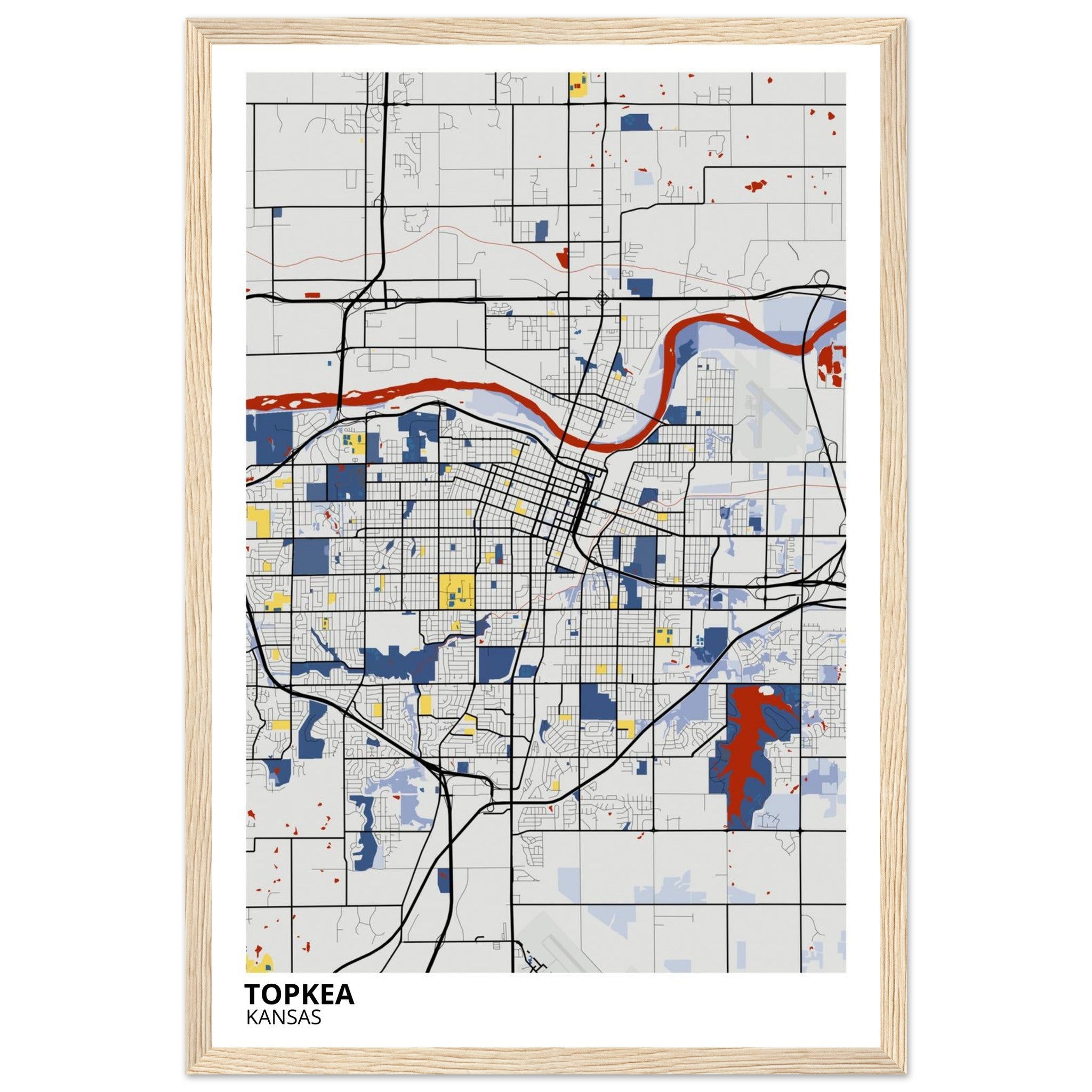 topeka map poster print