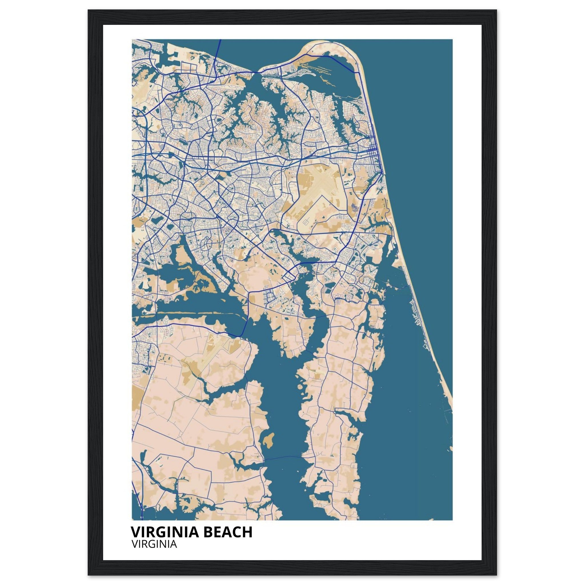 virginia beach map poster print