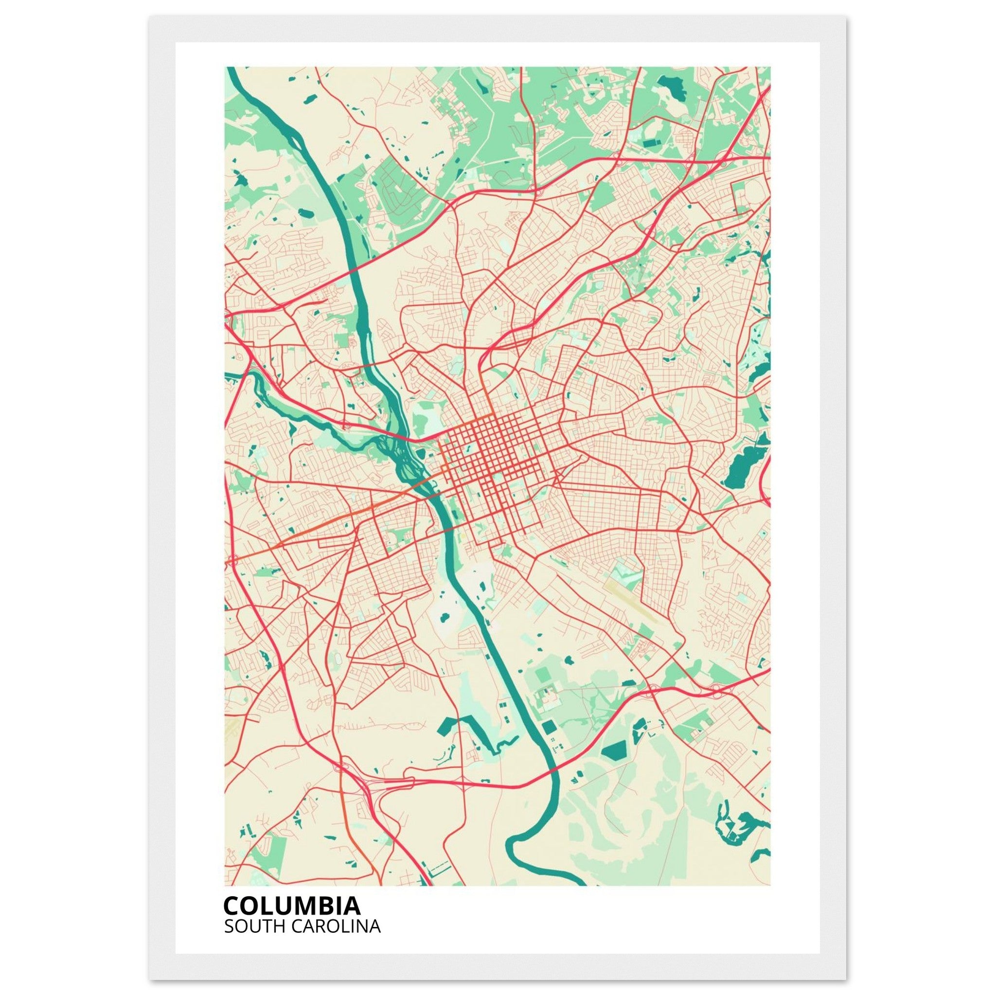 columbia map poster print