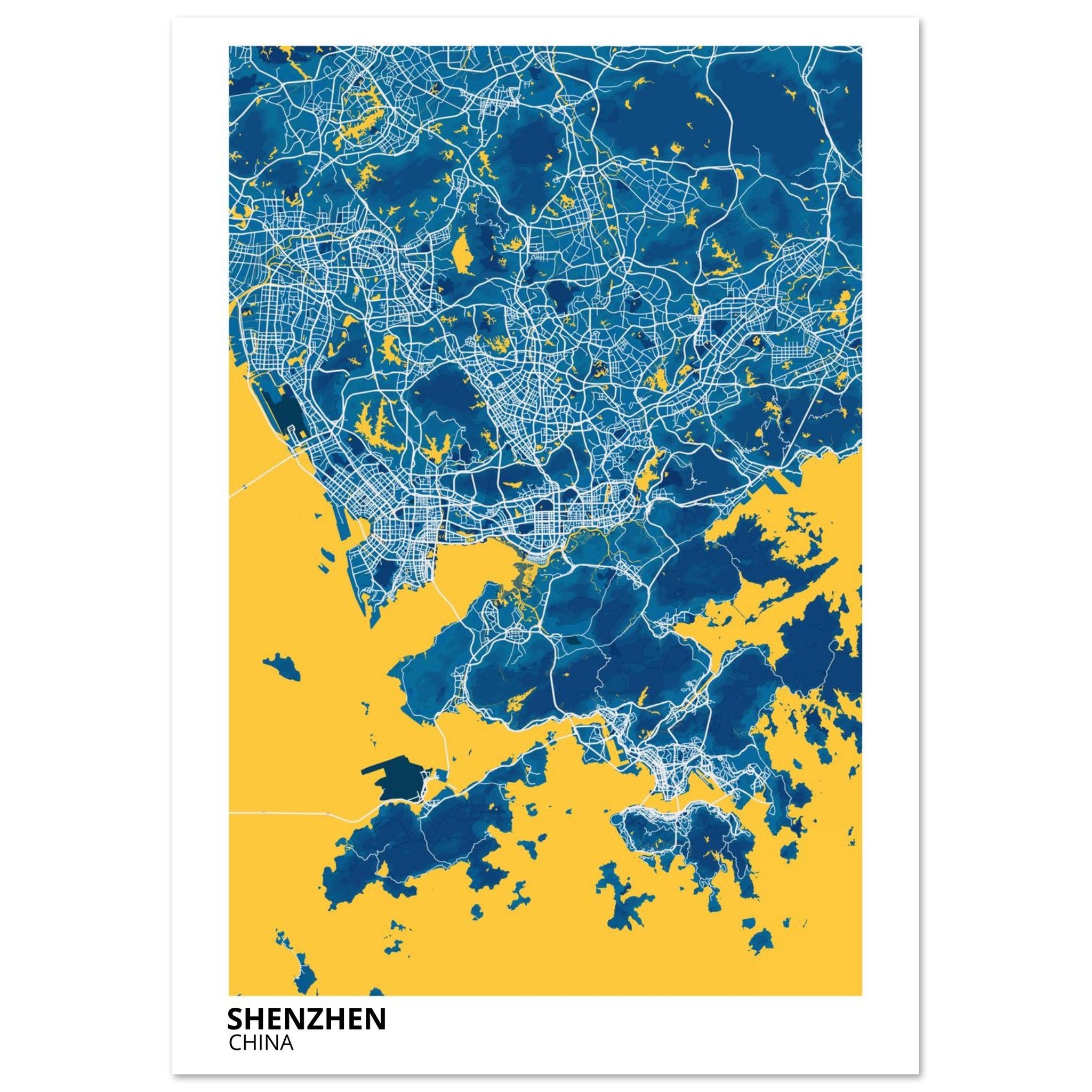 shenzhen china map poster print