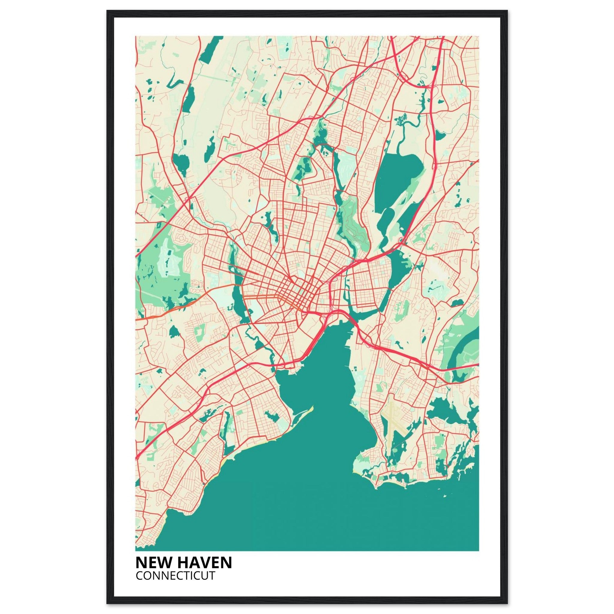 new haven map poster print