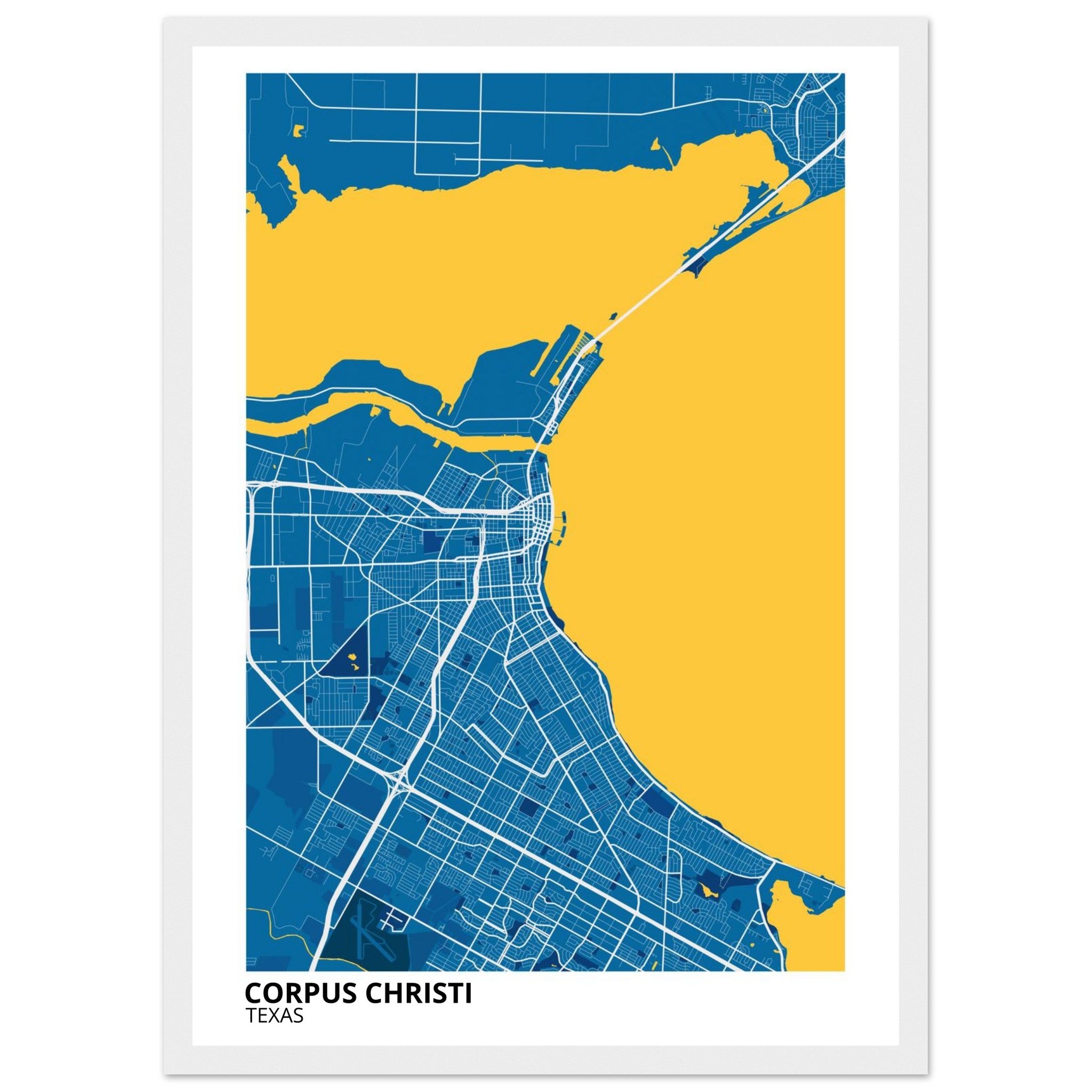 Corpus Christi Texas City Map Poster | Custom Map Art Print - Ink And Atlas