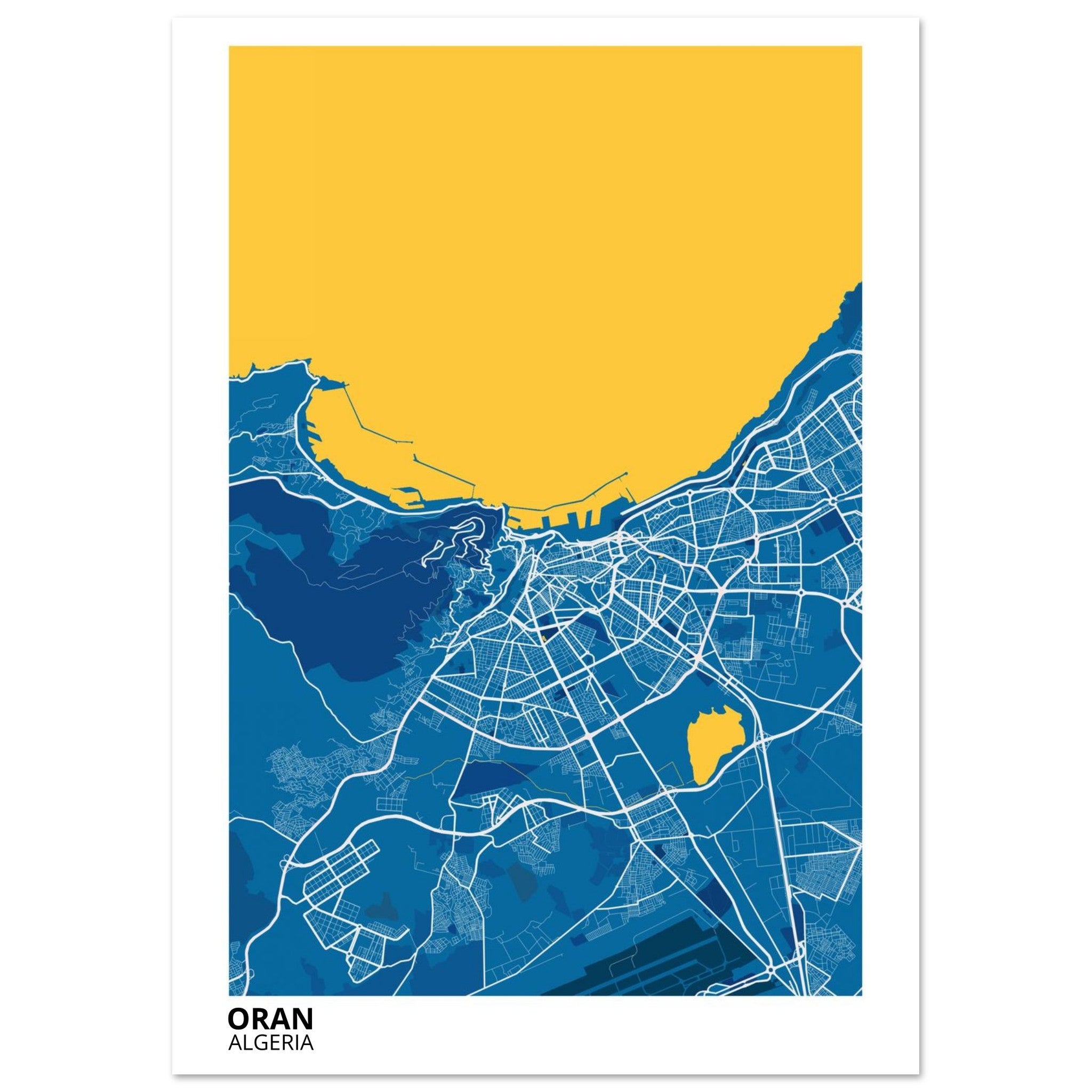 Oran Algeria City Map Poster | Custom Map Art Print - Ink And Atlas