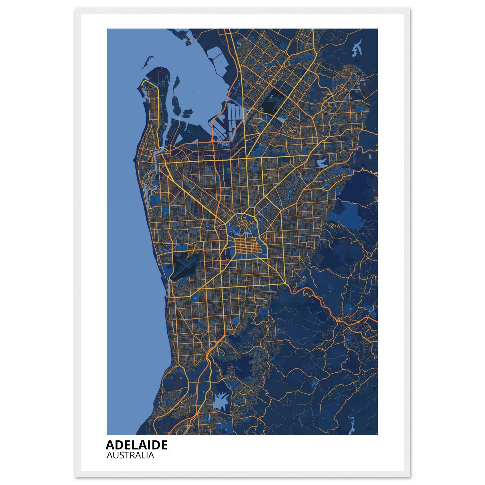 Adelaide Australia City Map Poster | Custom Map Art Print - Ink And Atlas