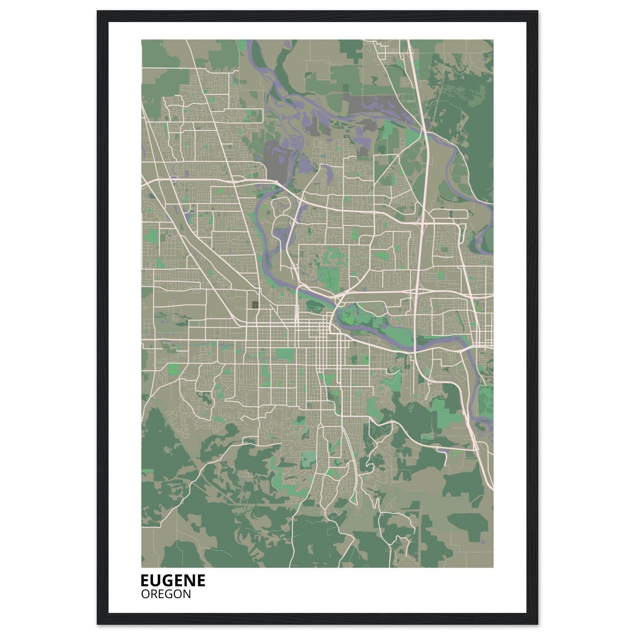 Eugene Oregon City Map Poster | Custom Map Art Print - Ink And Atlas