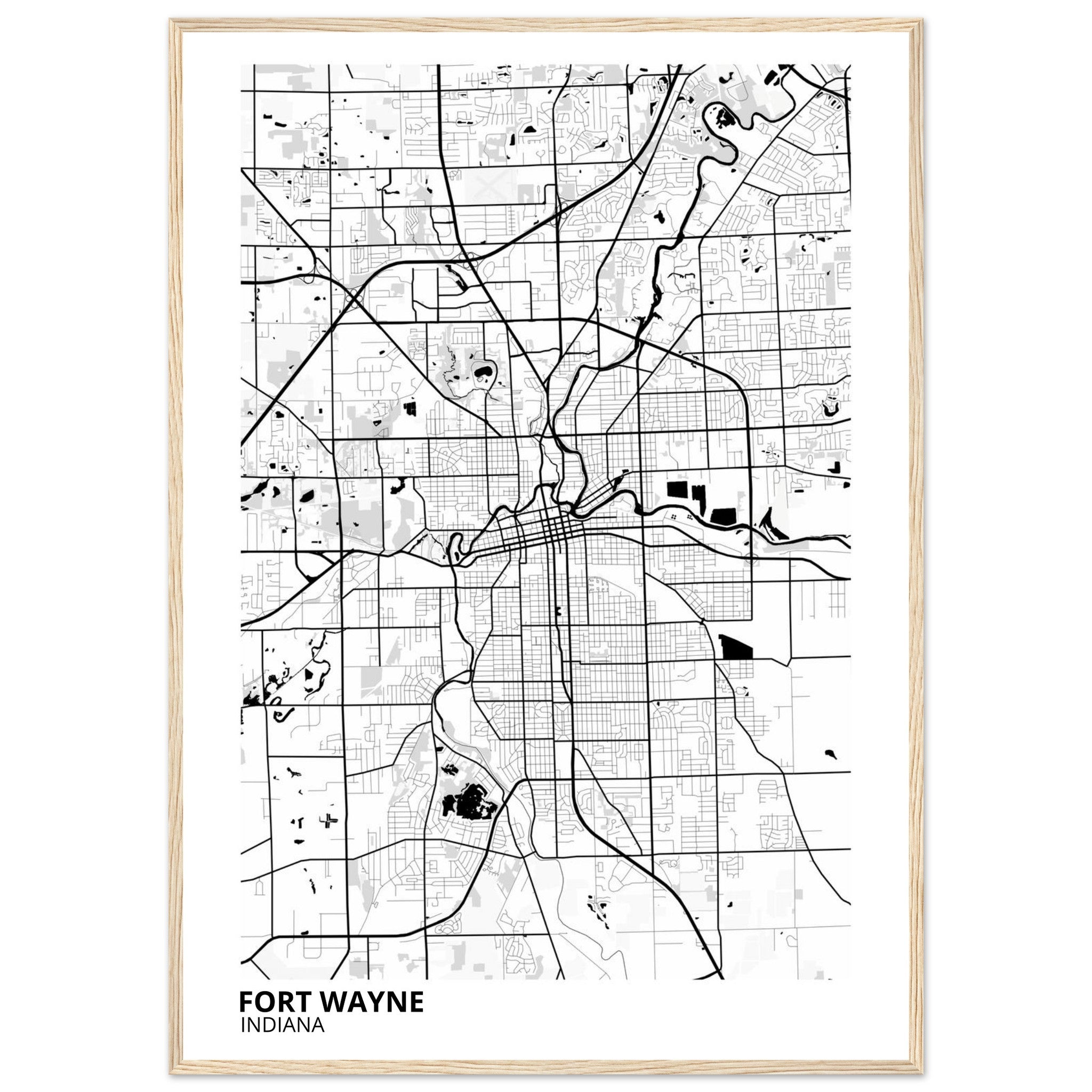 Fort Wayne Indiana City Map Poster | Custom Map Art Print - Ink And Atlas