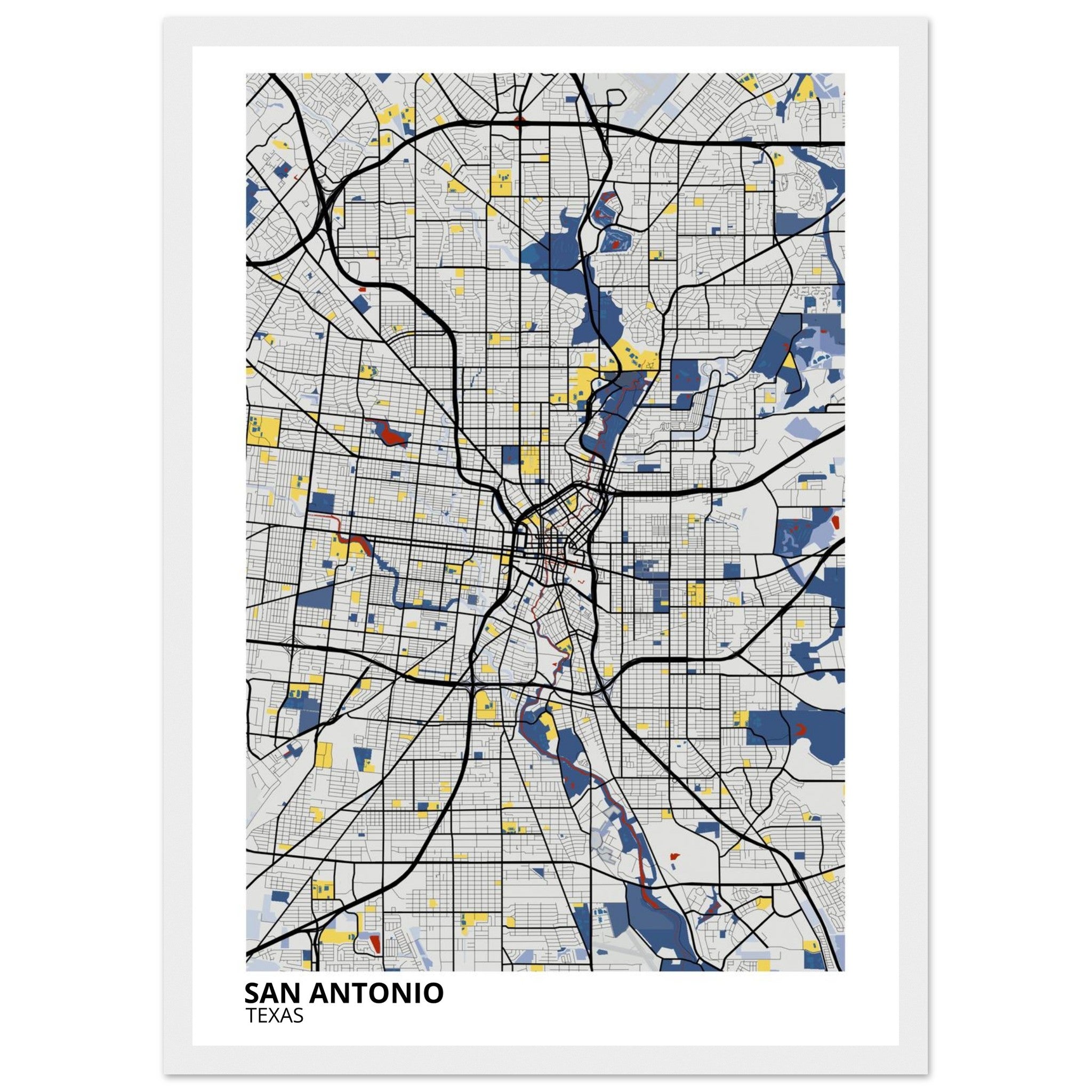 San Antonio Texas City Map Poster | Custom Map Art Print - Ink And Atlas