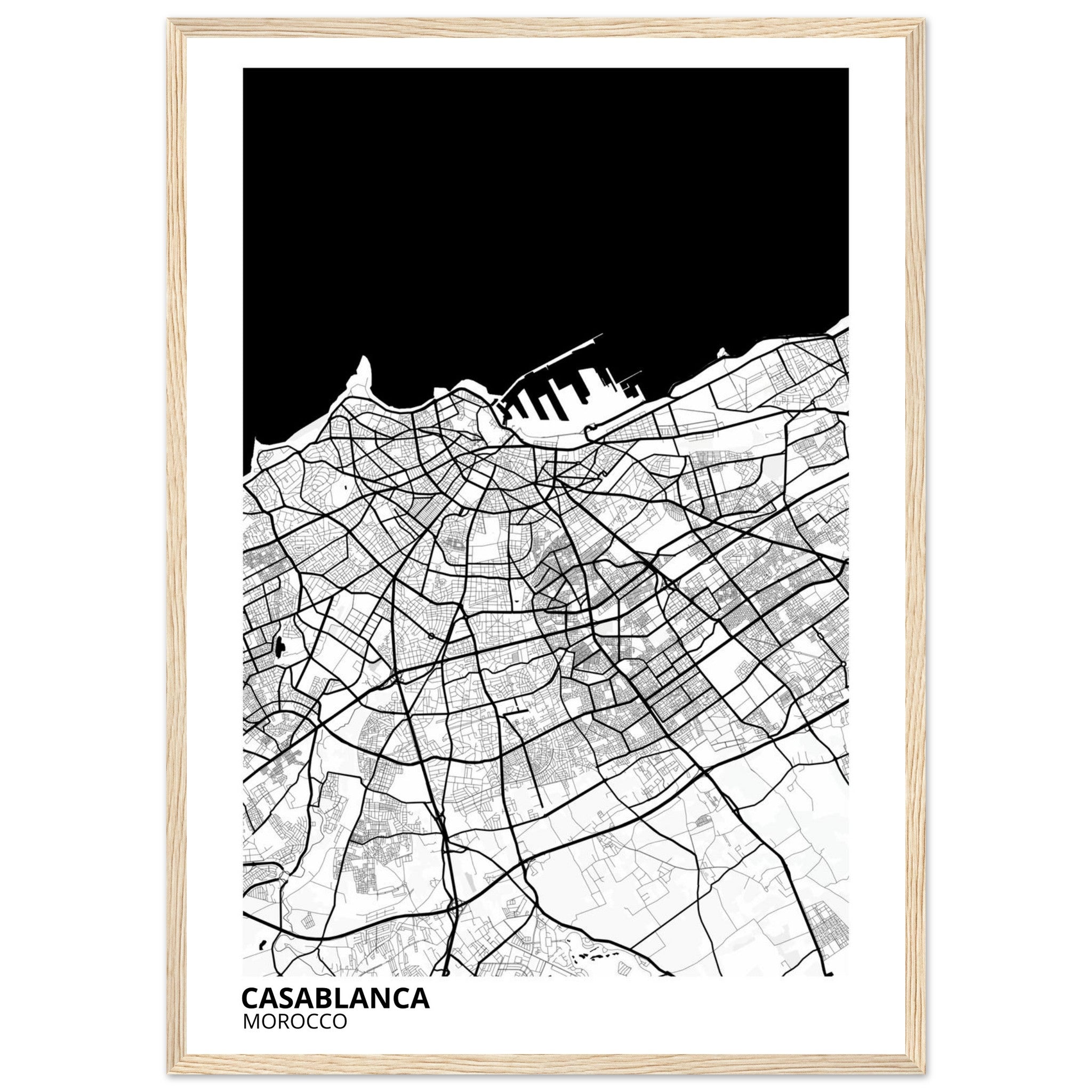 Casablanca Morocco City Map Poster | Custom Map Art Print - Ink And Atlas