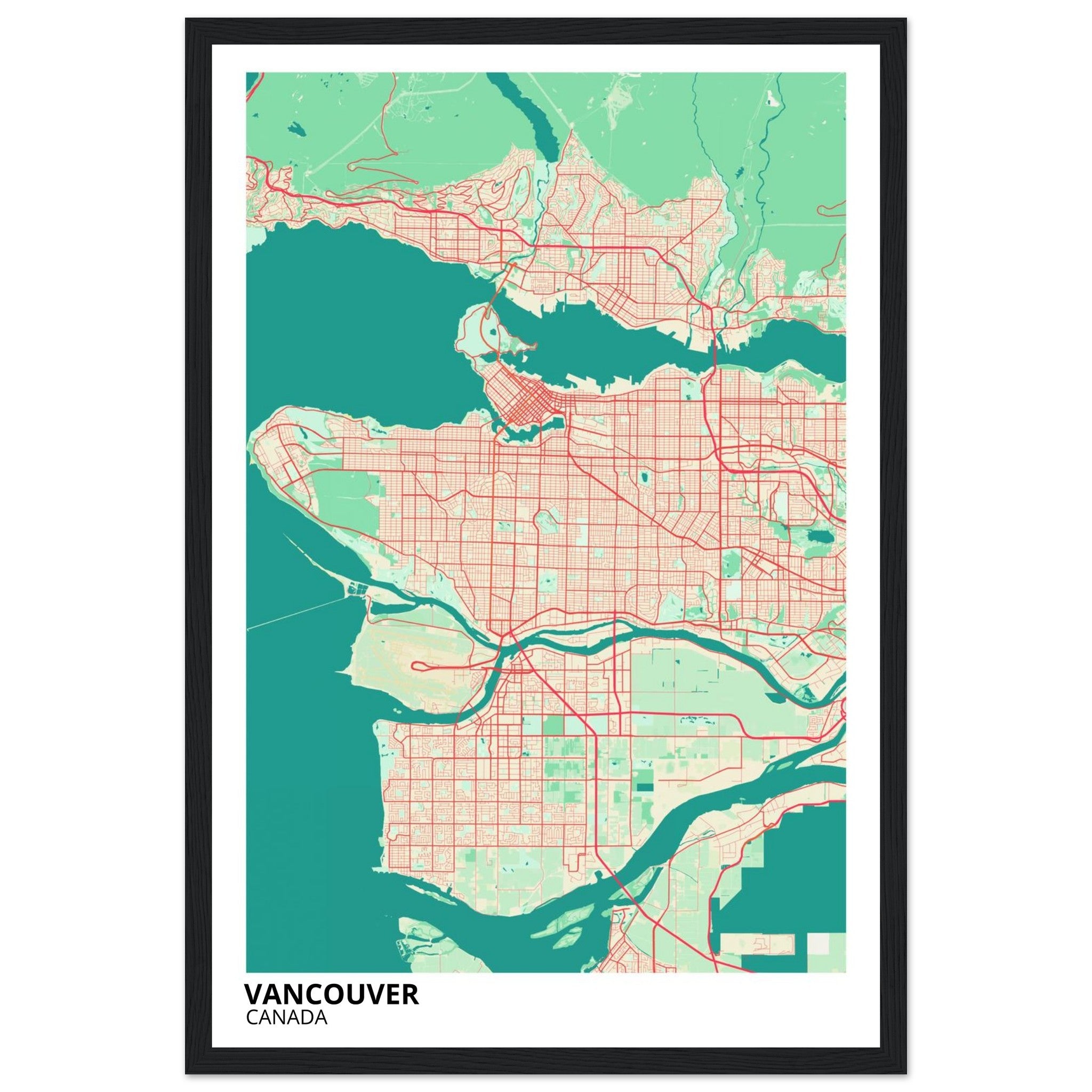 vancouver canada map poster print