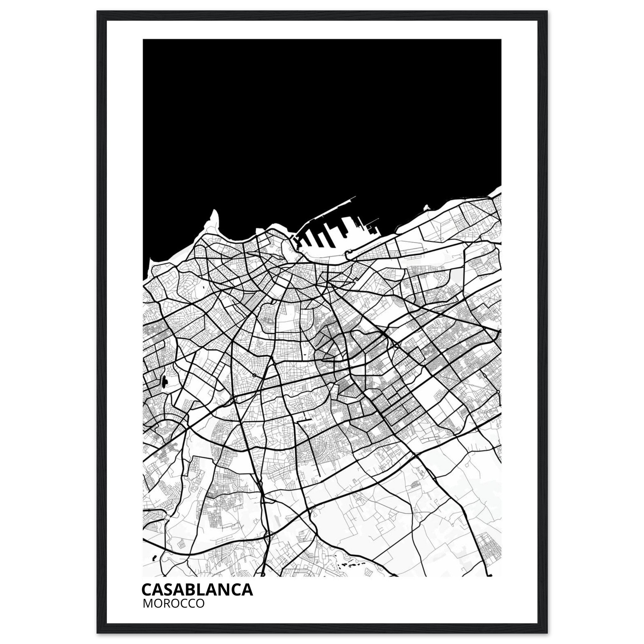 Casablanca Morocco City Map Poster | Custom Map Art Print - Ink And Atlas
