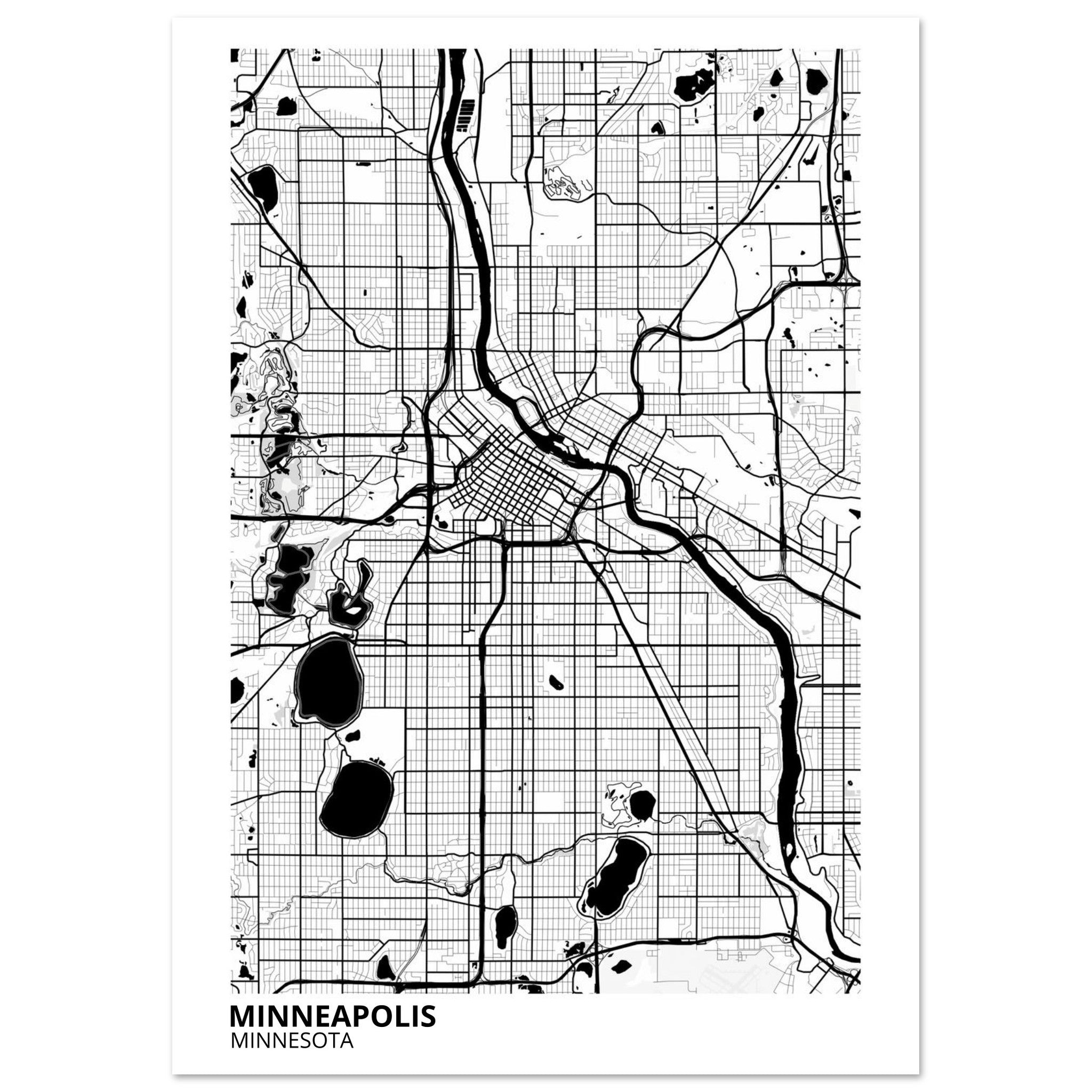 minneapolis map poster print