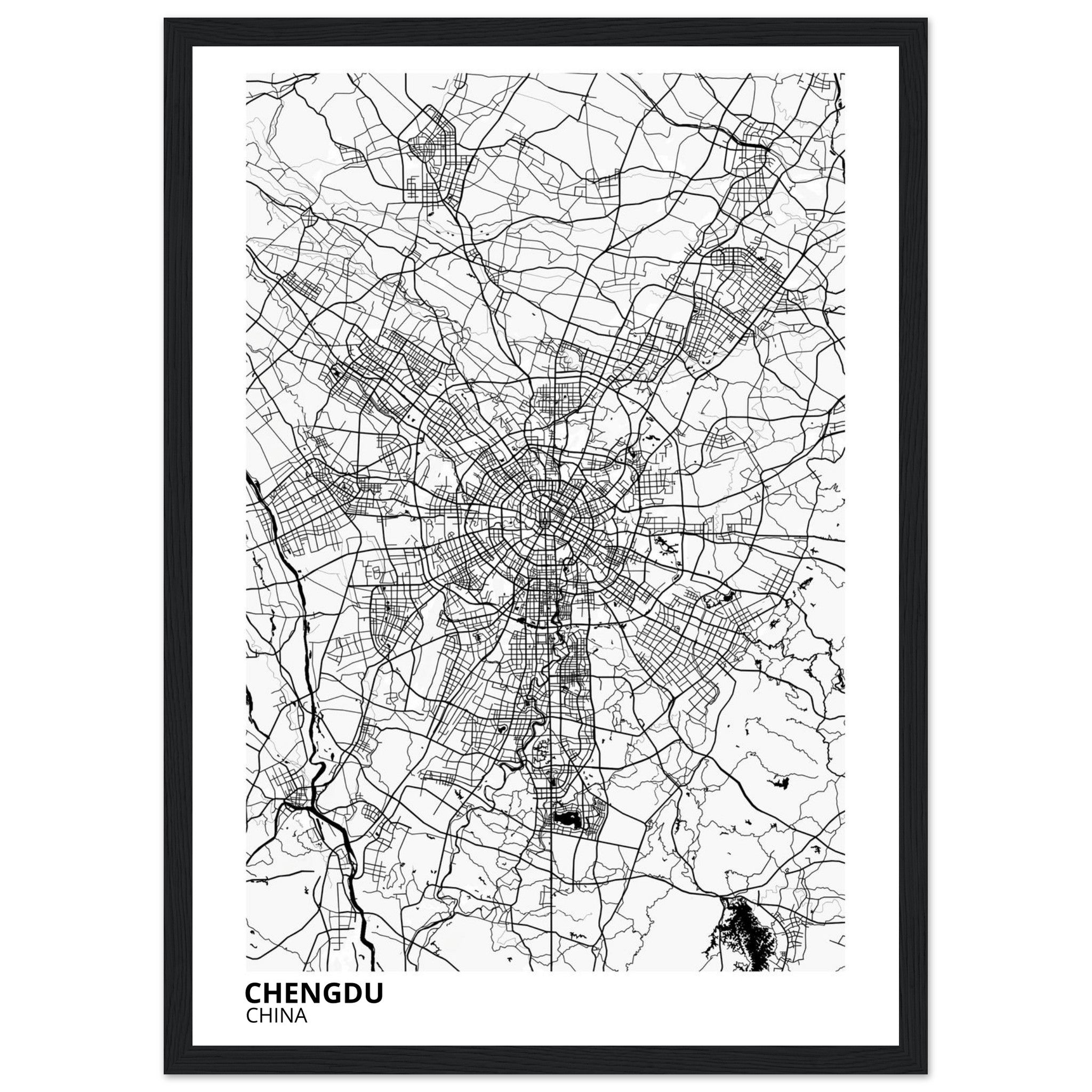 chengdu china map poster print