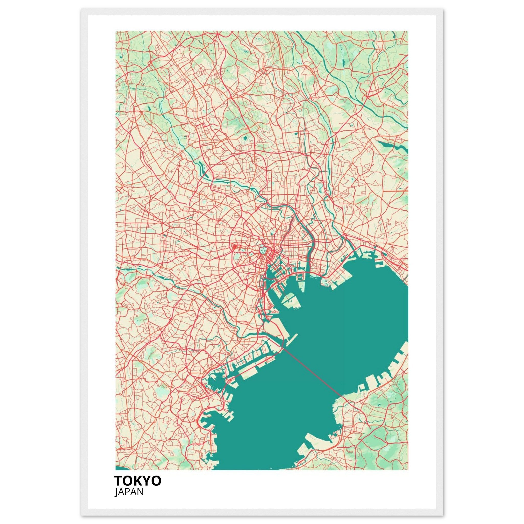 tokyo japan map poster print