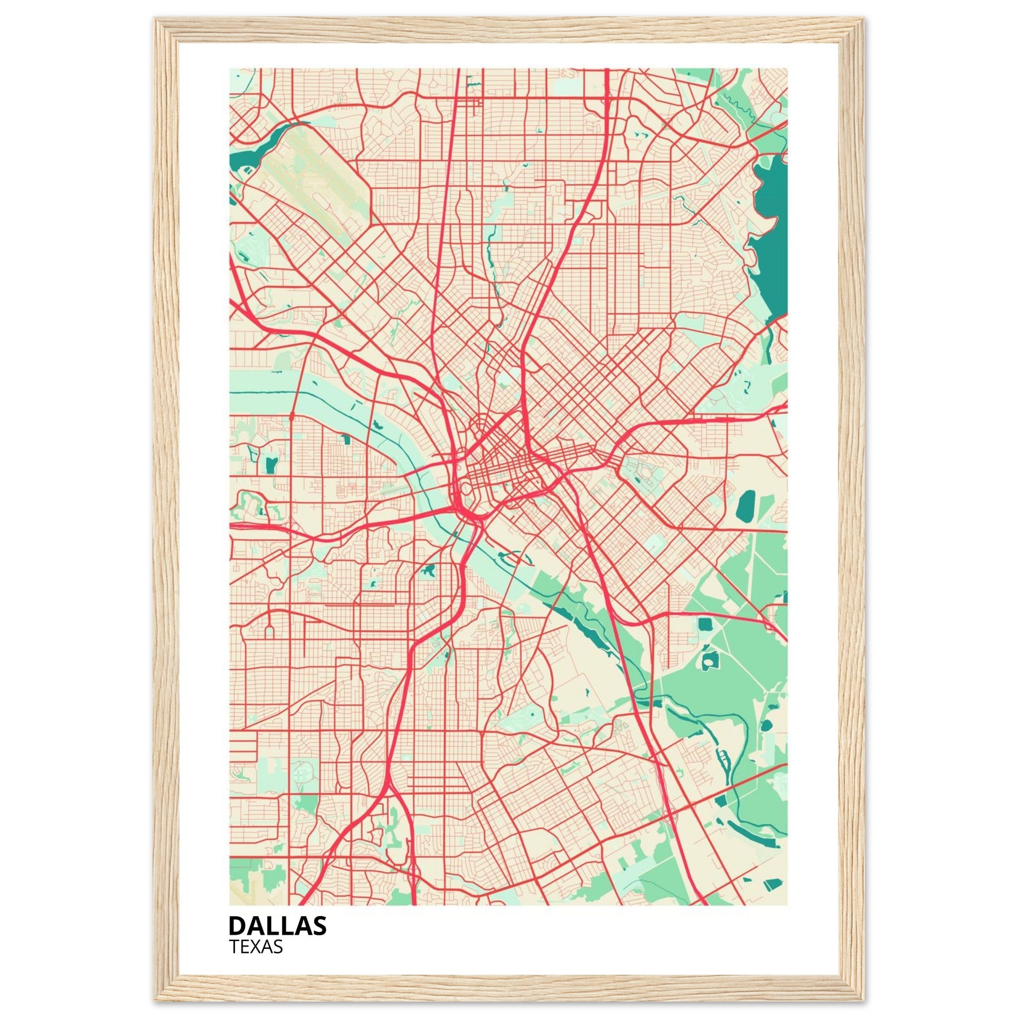 dallas map poster print