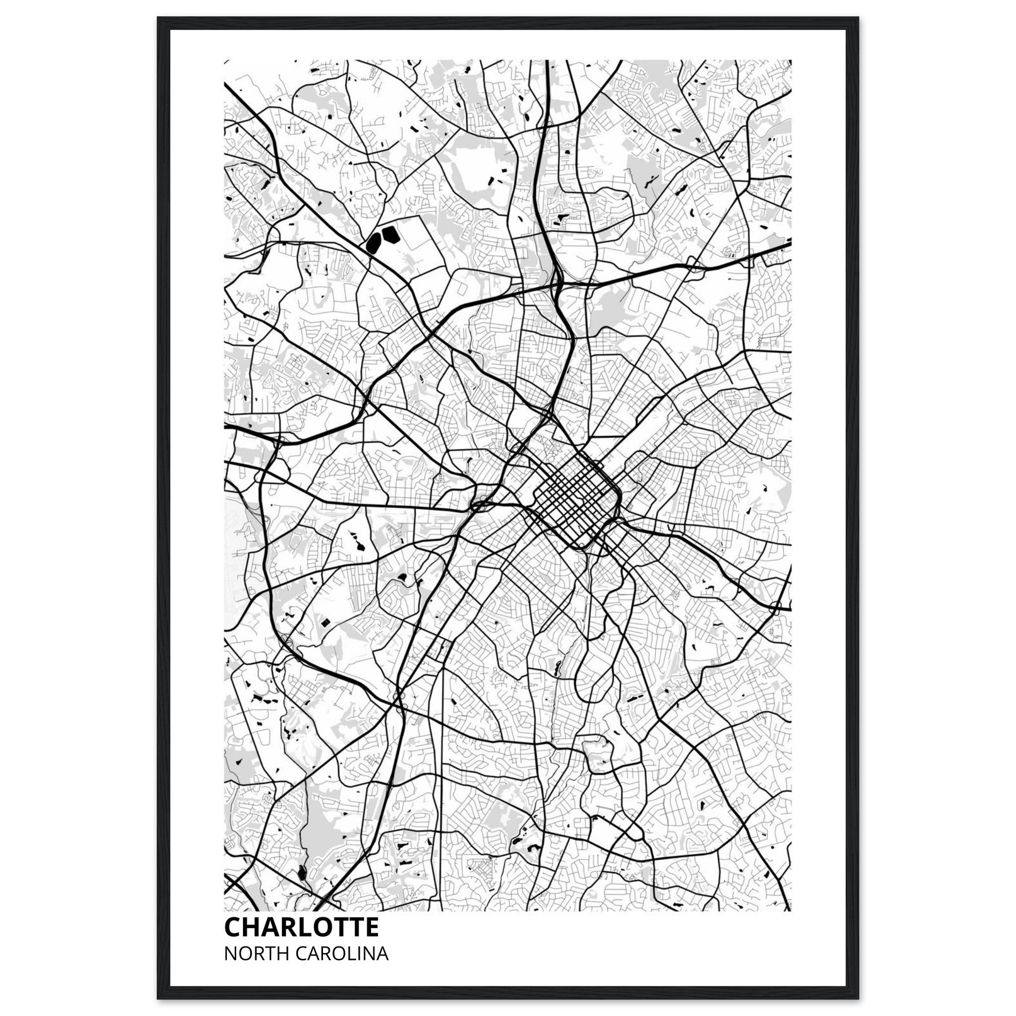 charlotte map poster print