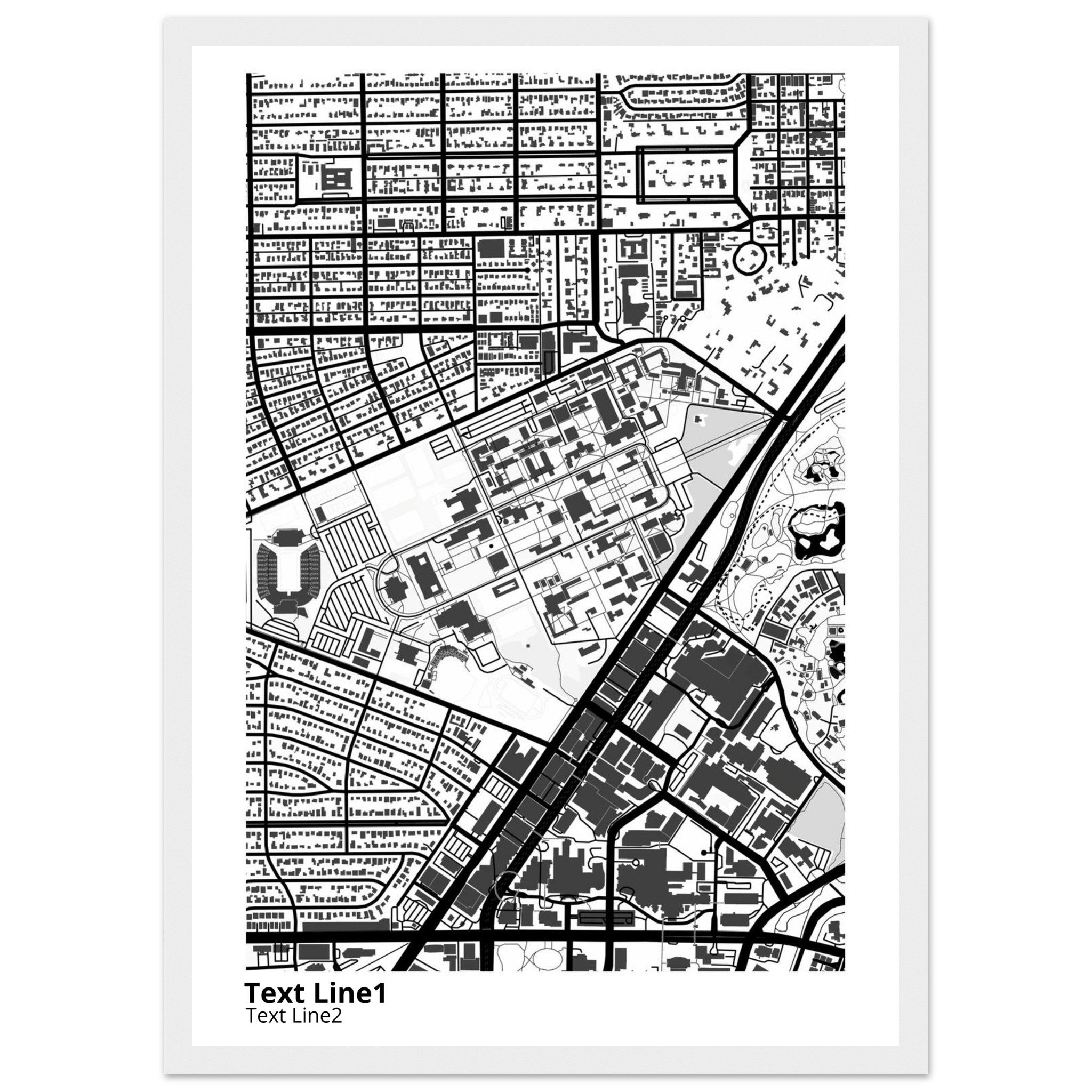 rice university modern campus map print
