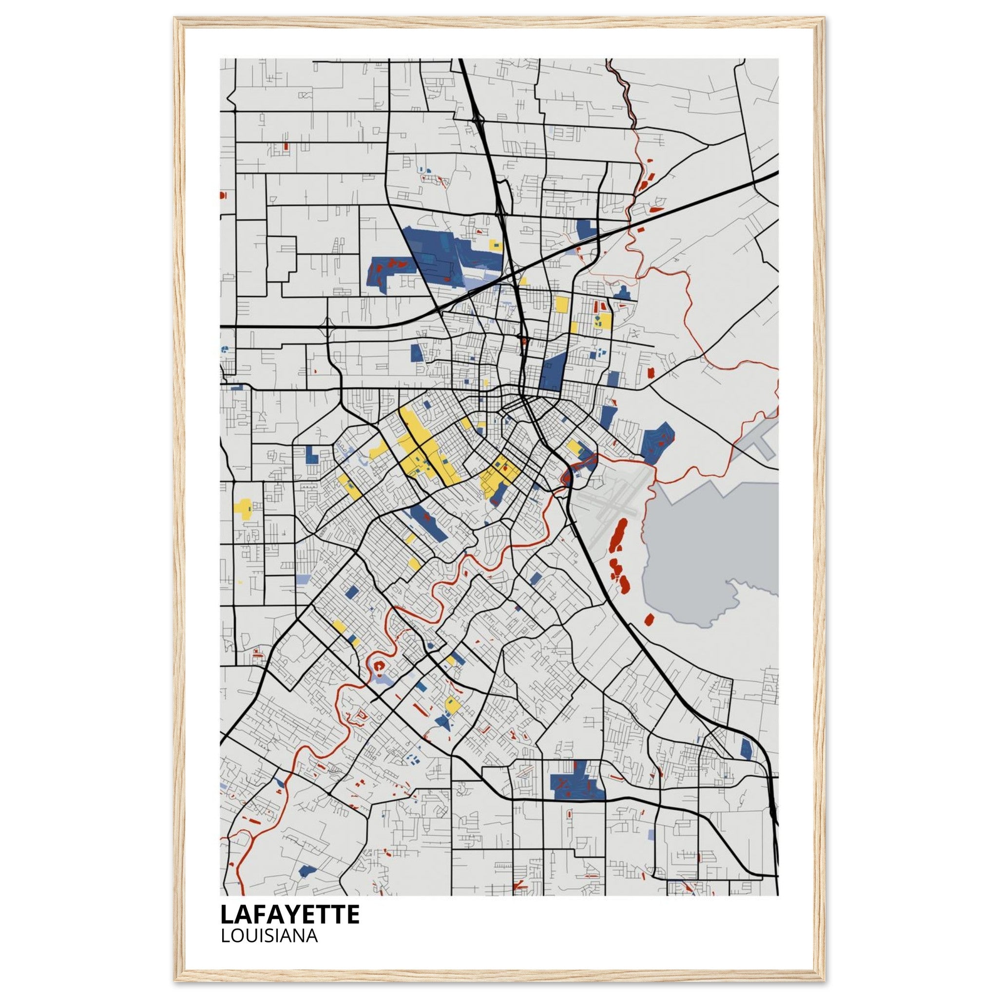 Lafayette Louisiana City Map Poster | Custom Map Art Print - Ink And Atlas