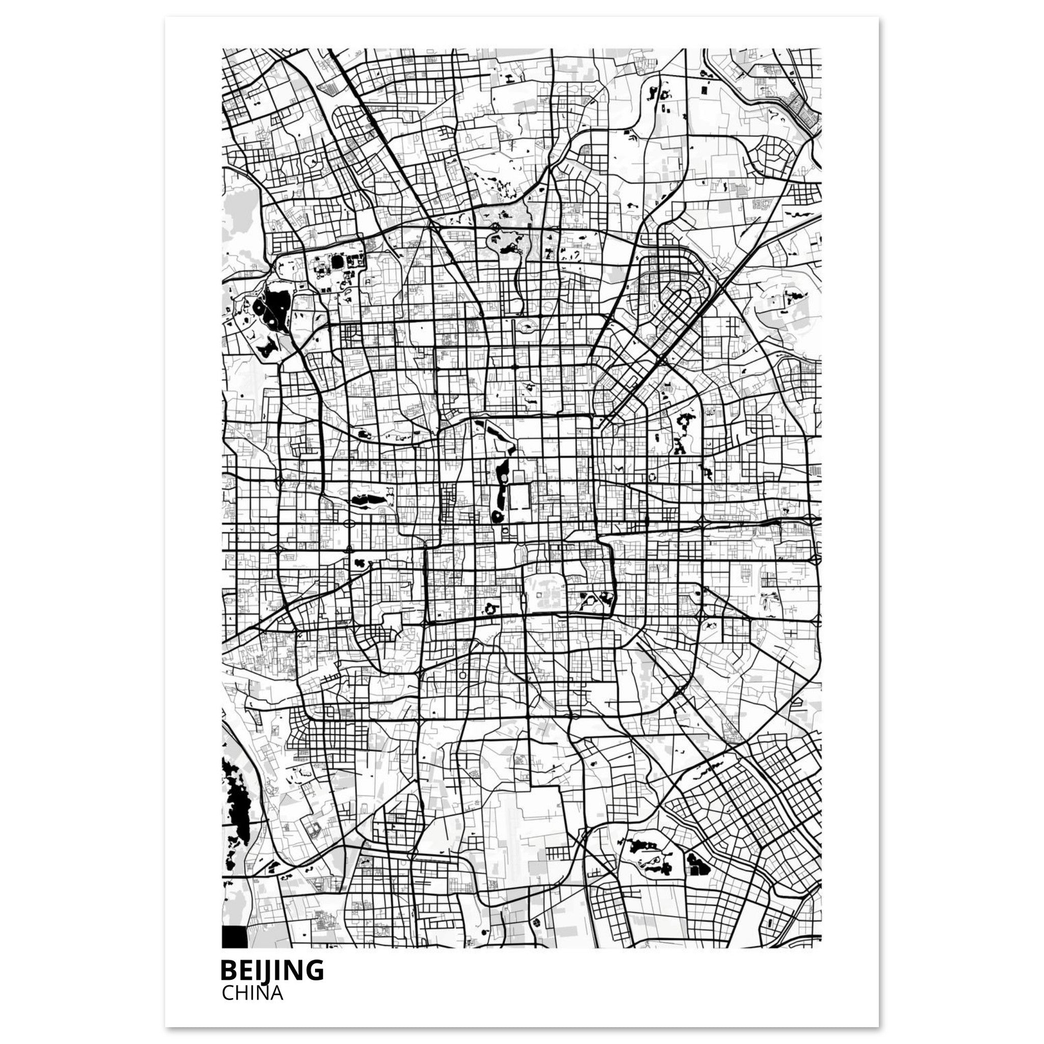 beijing china map poster print