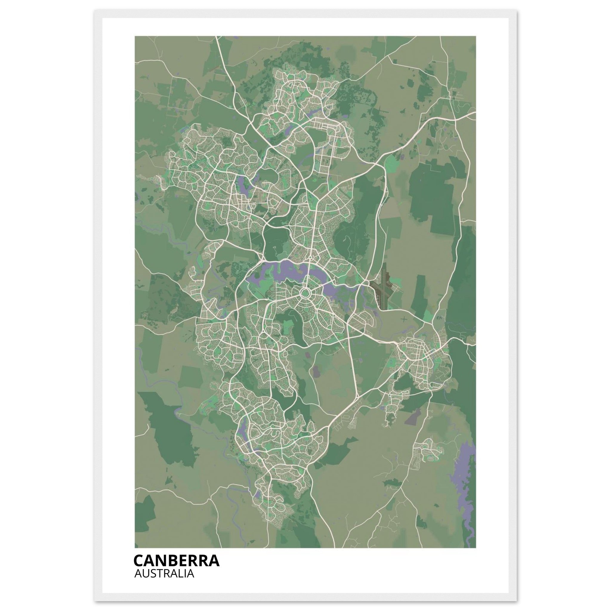 Canberra Australia City Map Poster | Custom Map Art Print - Ink And Atlas