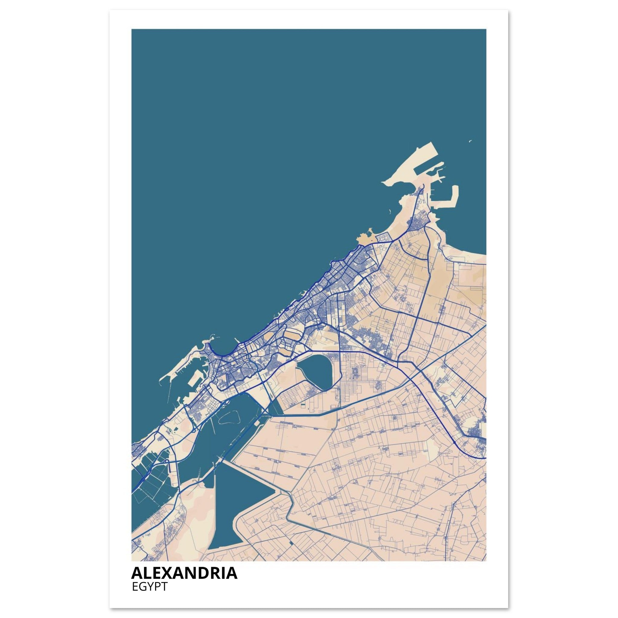 Alexandria Egypt City Map Poster | Custom Map Art Print - Ink And Atlas