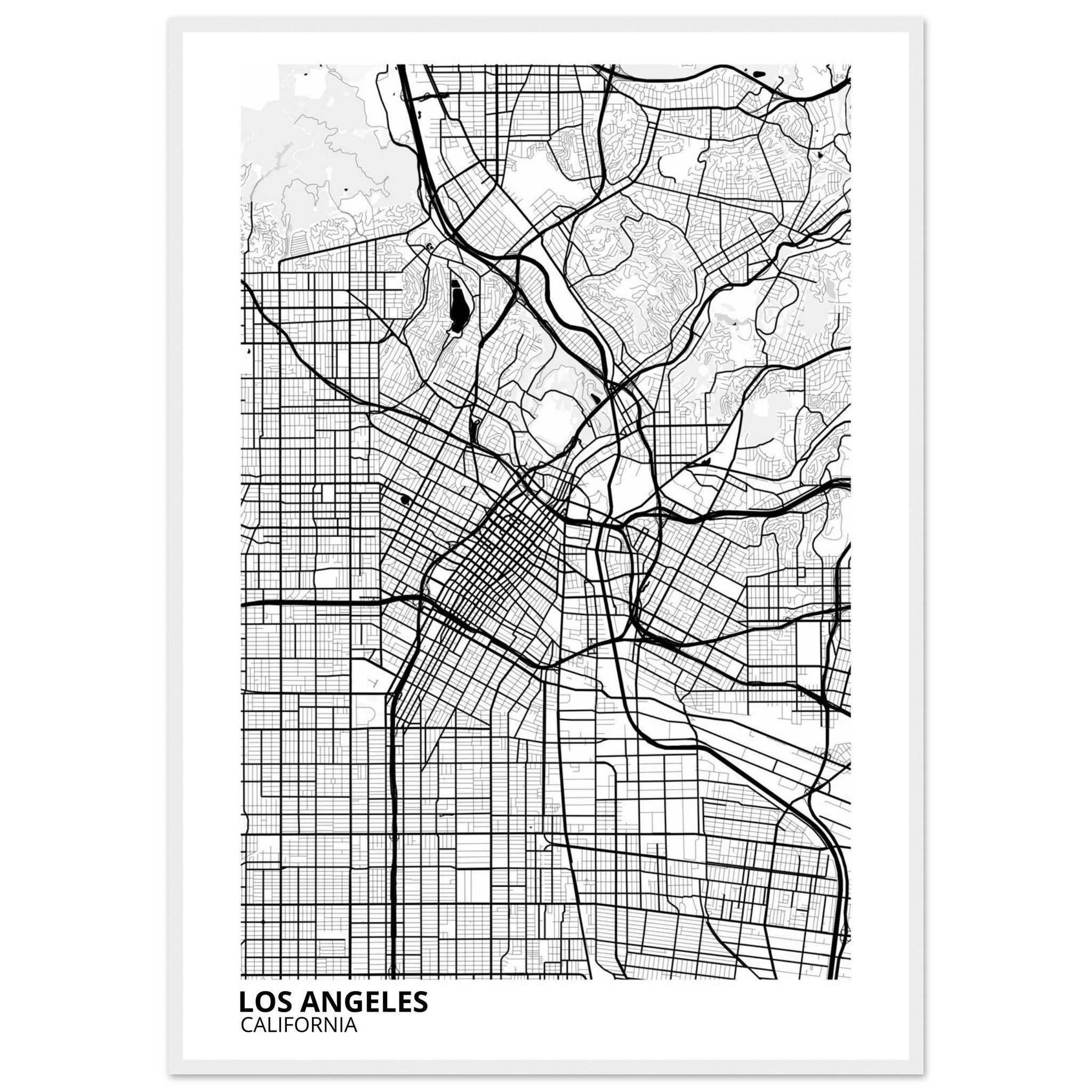 los angeles map poster print