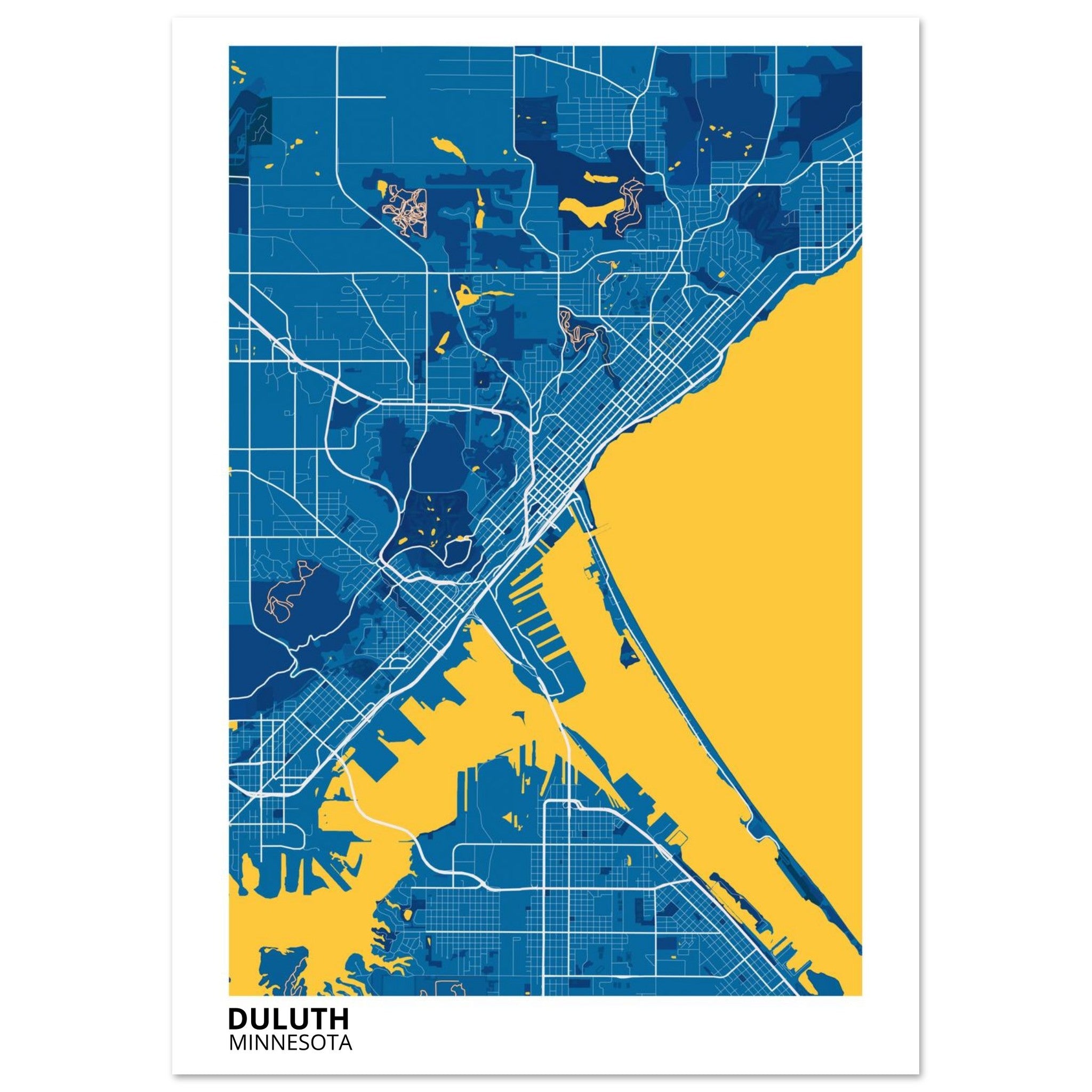 Duluth Minnesota City Map Poster | Custom Map Art Print - Ink And Atlas