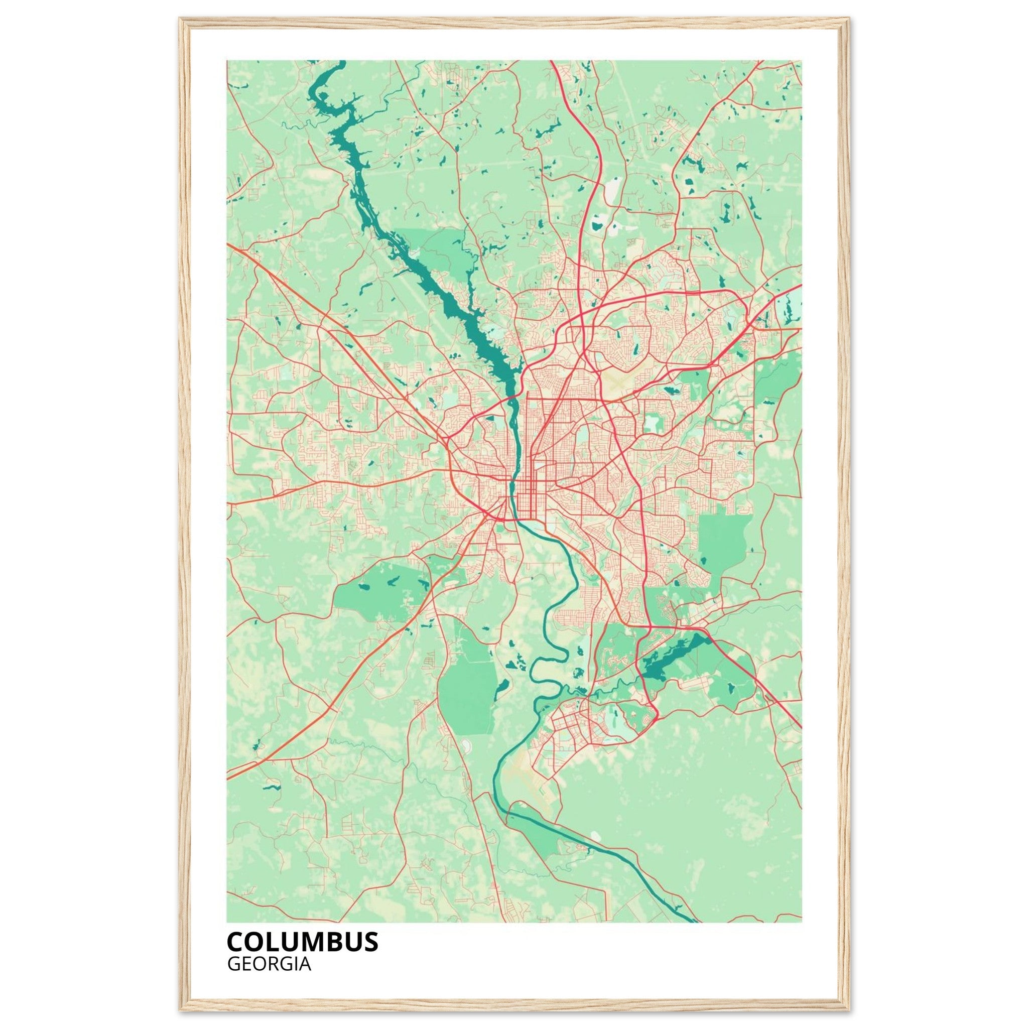 Columbus Georgia City Map Poster | Custom Map Art Print - Ink And Atlas