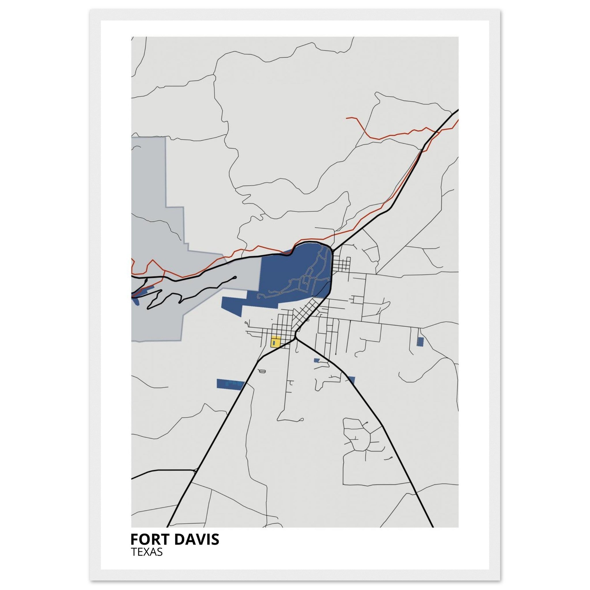 Fort Davis Texas City Map Poster | Custom Map Art Print - Ink And Atlas