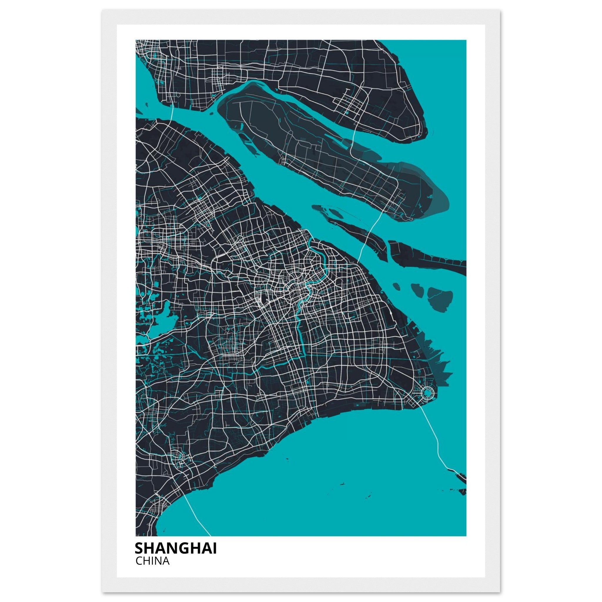 shanghai china map poster print