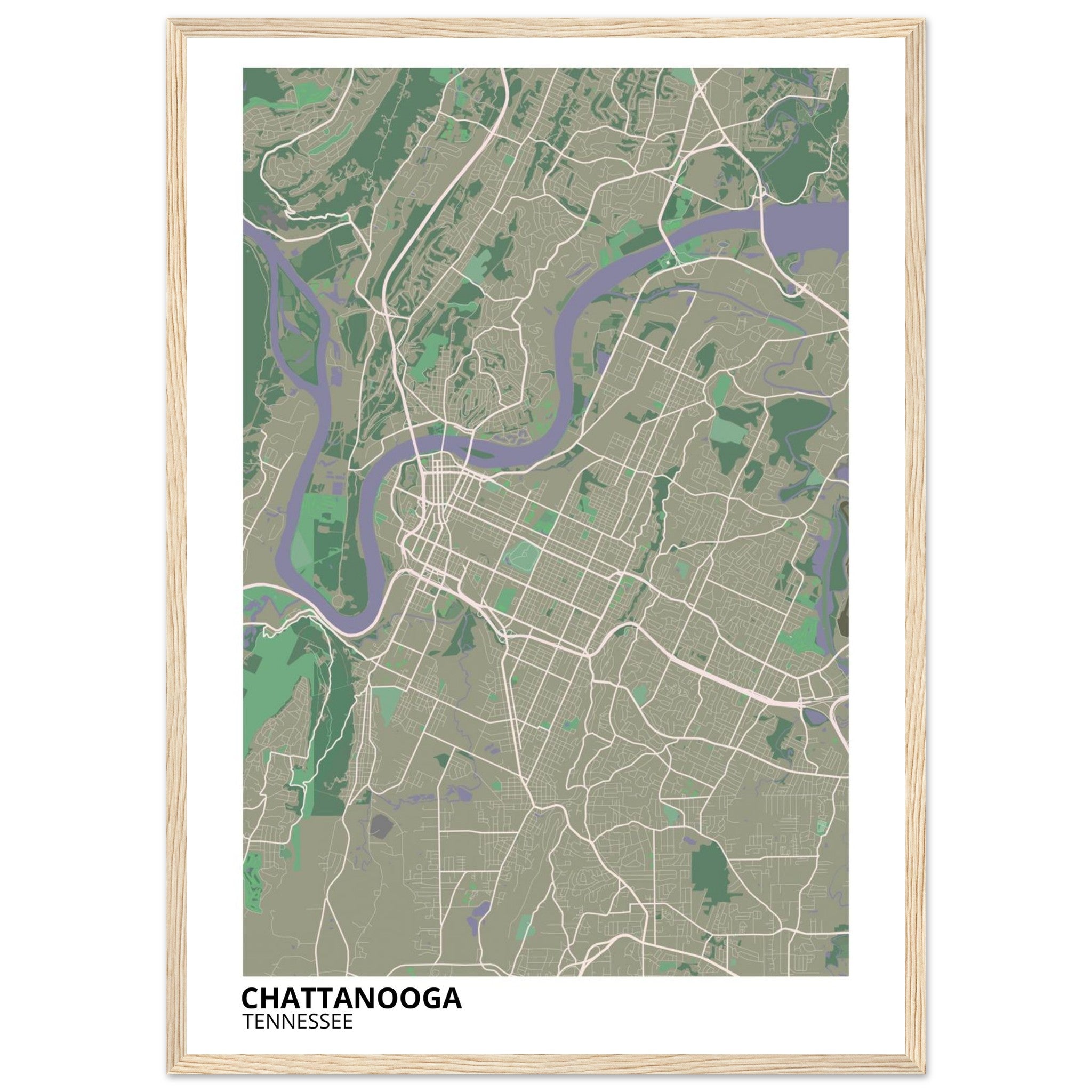 Chattanooga Tennessee City Map Poster | Custom Map Art Print - Ink And Atlas