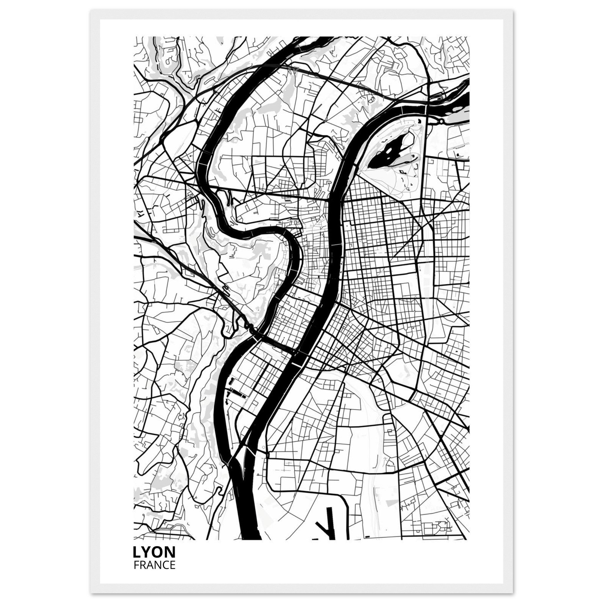 Lyon France City Map Poster | Custom Map Art Print - Ink And Atlas