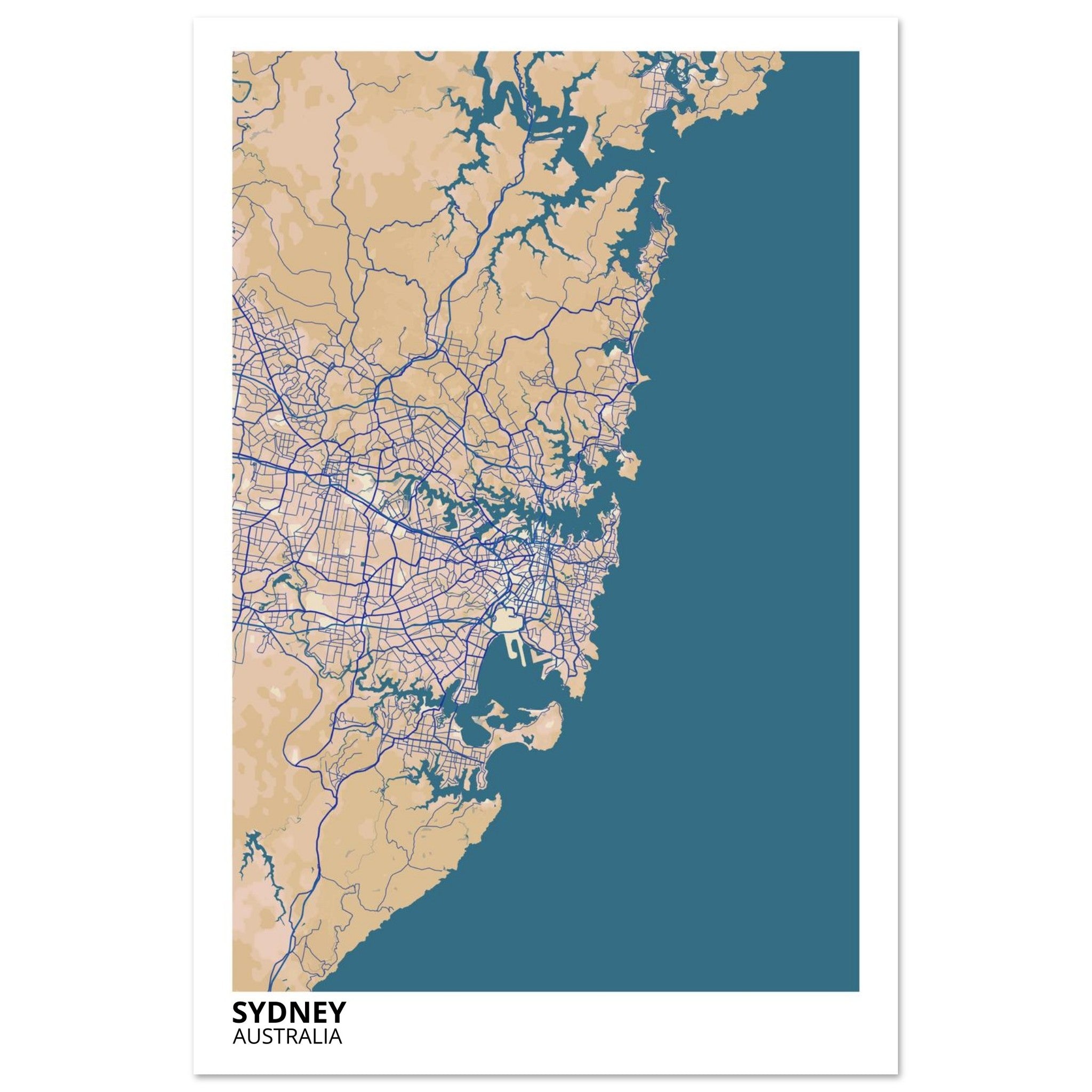 Sydney Australia City Map Poster | Custom Map Art Print - Ink And Atlas
