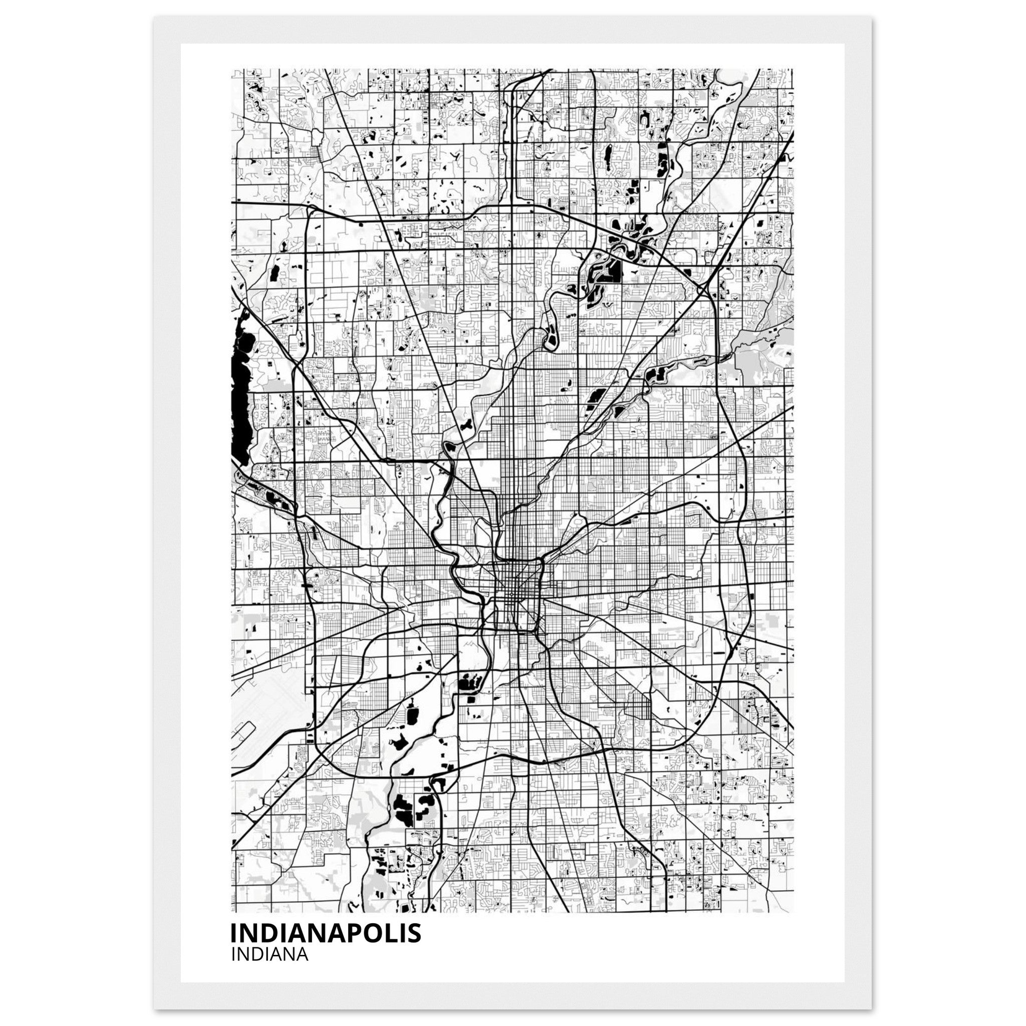 indianapolis map poster print