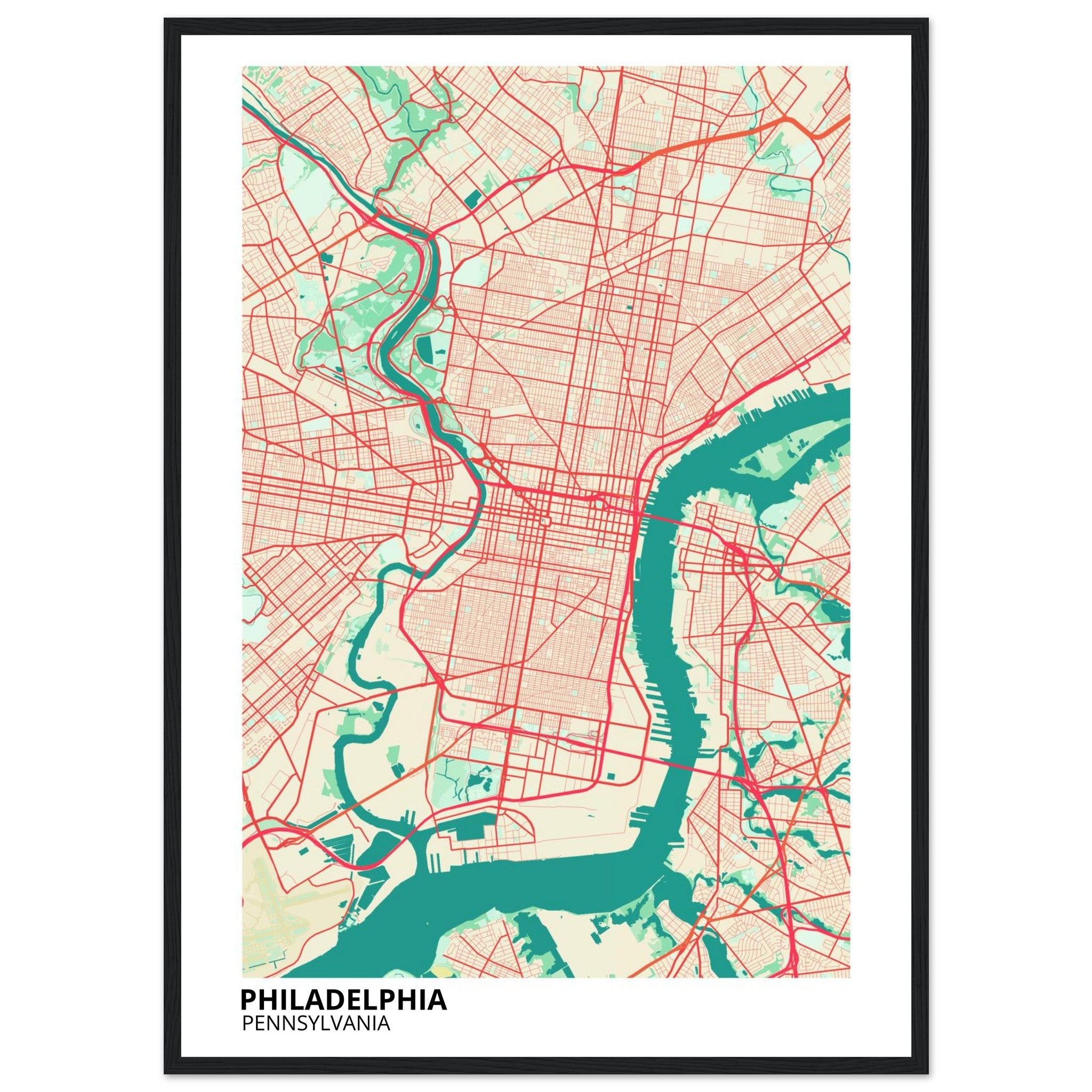 philadelphia map poster print